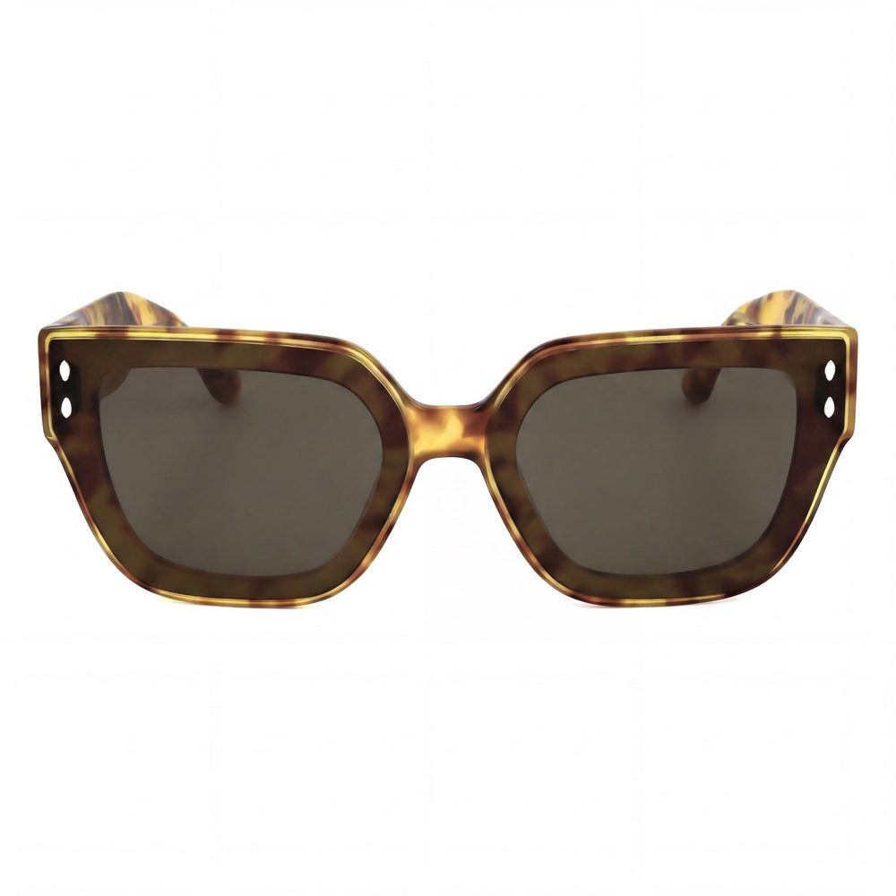 Isabel Marant Casual Women's Havana Honey Acetate Sunglasses with Green Lenses, Size 65-13-145