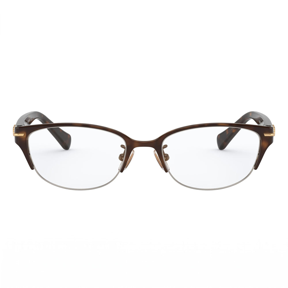 COACH Hc 5058 Women's Semi-Rim Rectangle Satin Dark Brown Dark Tortoise Composite Eyeglasses 49mm