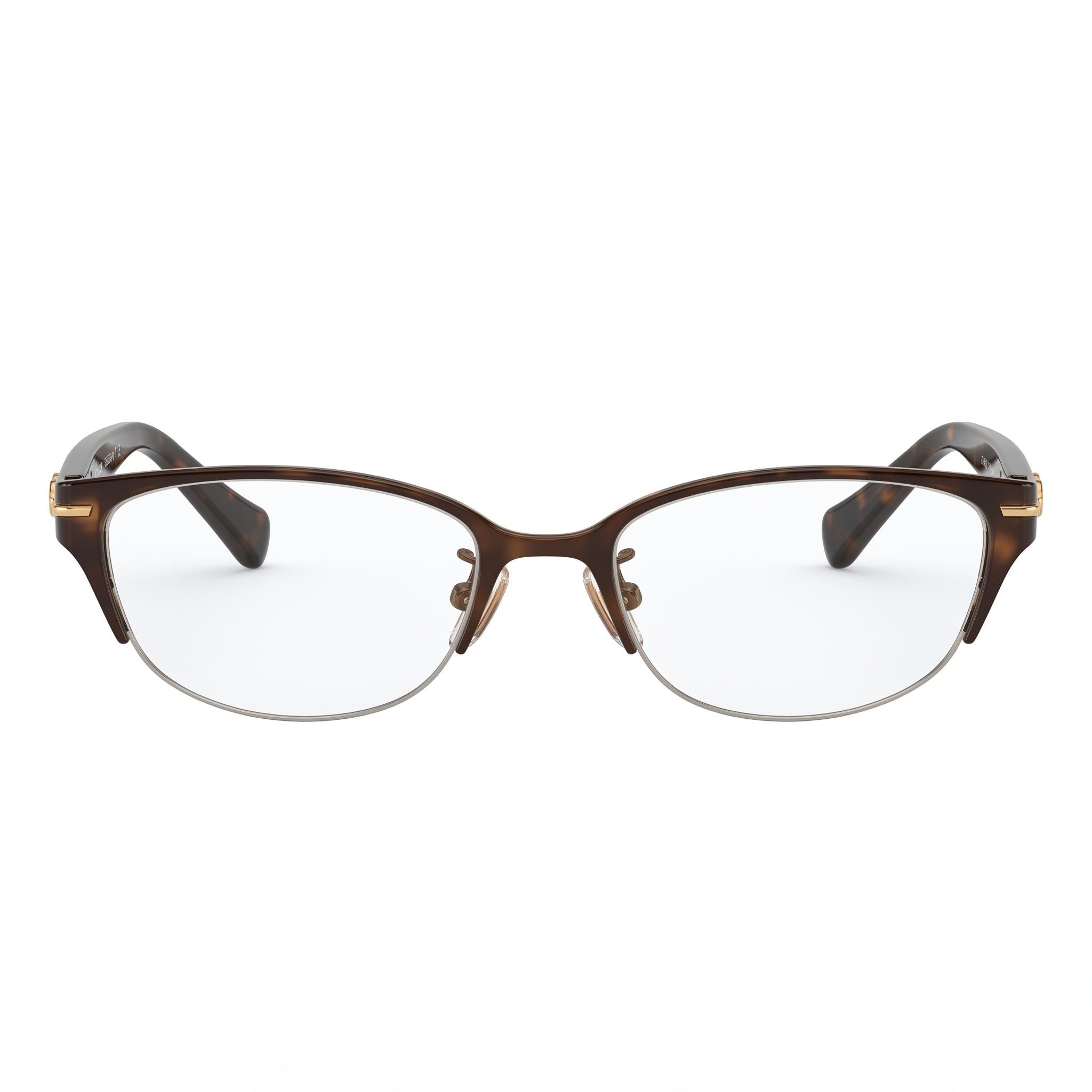 COACH Hc 5058 Women's Semi-Rim Rectangle Satin Dark Brown Dark Tortoise Composite Eyeglasses 49mm, Photo 2