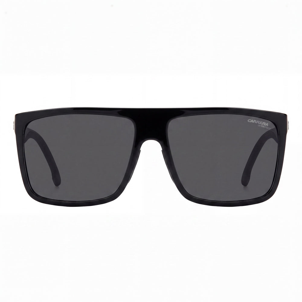 Carrera 8055/S Unisex Rectangular Sunglasses with Black Grey Propionate Frame and Black Lenses 58mm