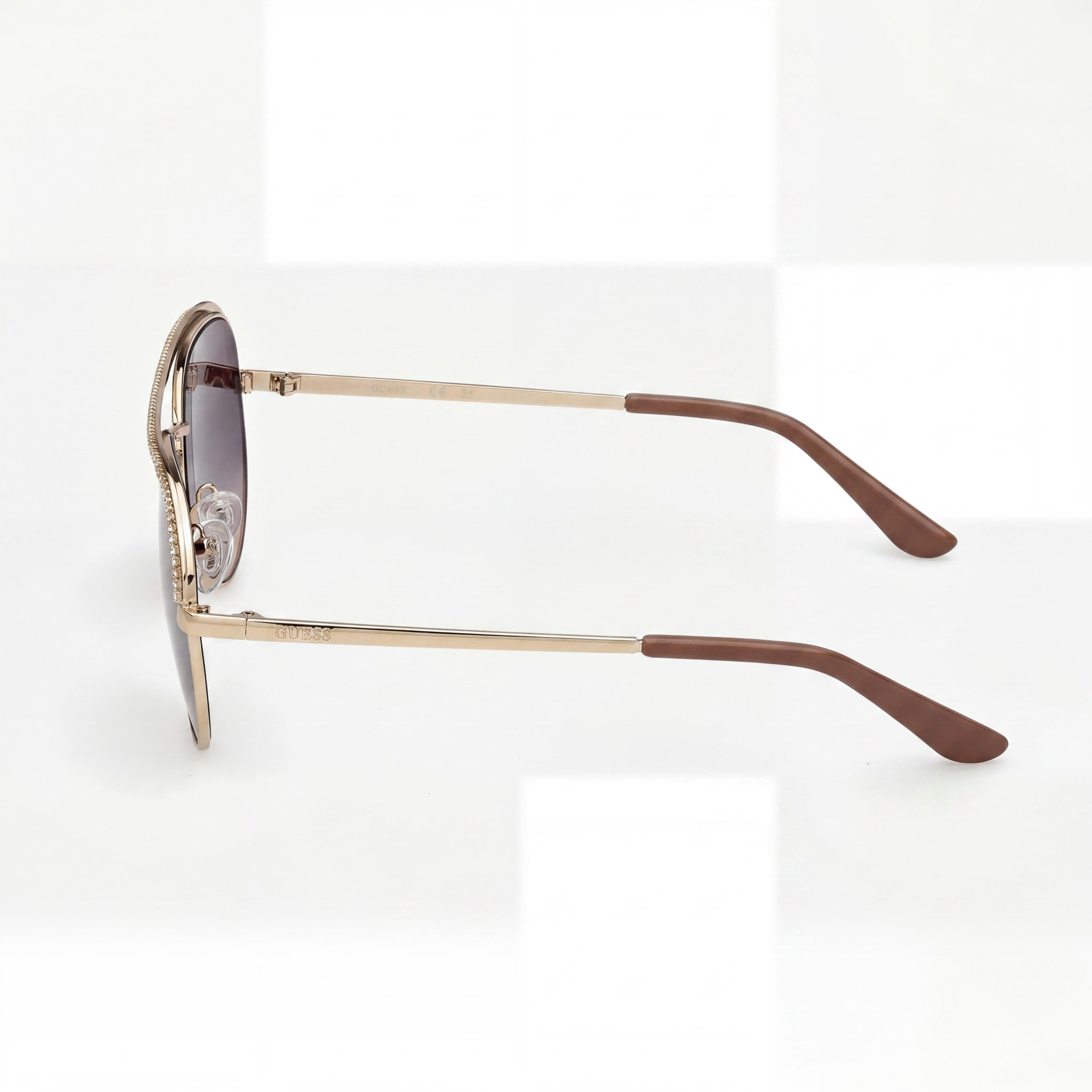GUESS Casual Women's Sunglasses Shiny Pale Gold Plastic Frame Smoked Gradient Lenses UV 400 60mm, Photo 3
