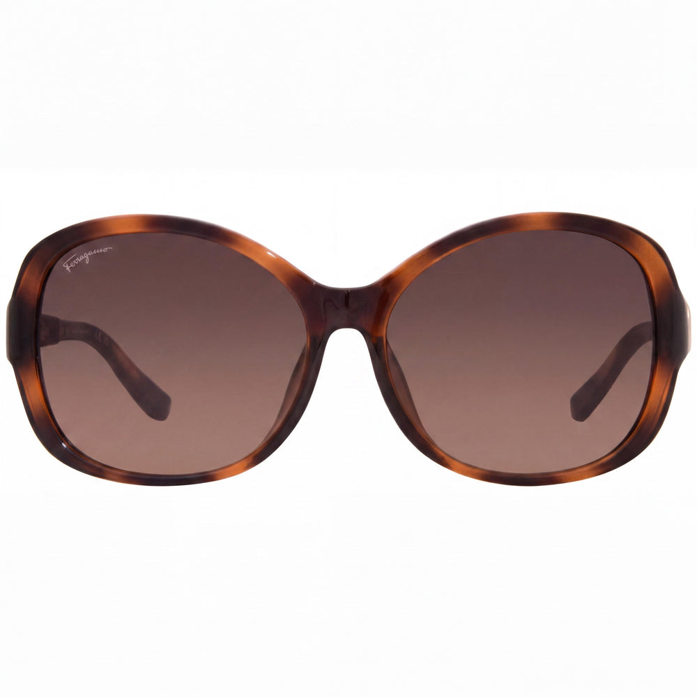 Salvatore Ferragamo Contemporary Women's Tortoise Plastic Oversized Sunglasses Brown Gradient Lenses 59mm UV Protected