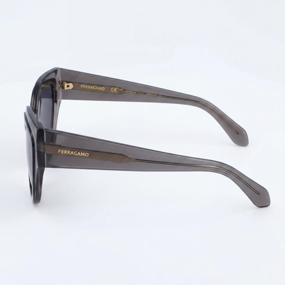 Salvatore Ferragamo Mariposa para Hombre, Montura de Acetato Gris Transparente/Lentes de Policarbonato Negras, 100% UV 53 mm