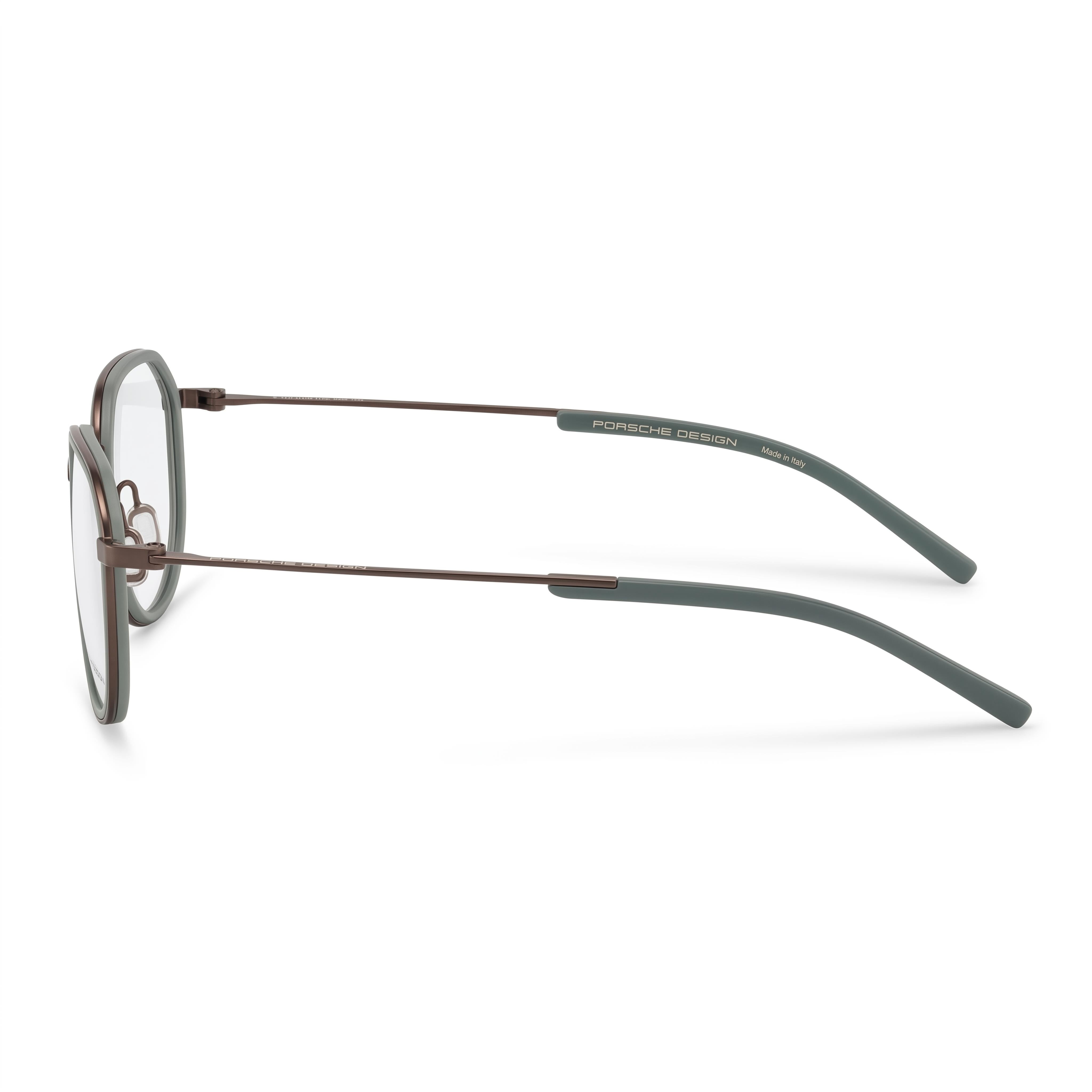 Porsche Modern Men's Optical Frames with Brown Green Color Scheme and Plastic Demo Lenses, 53mm, Photo 2