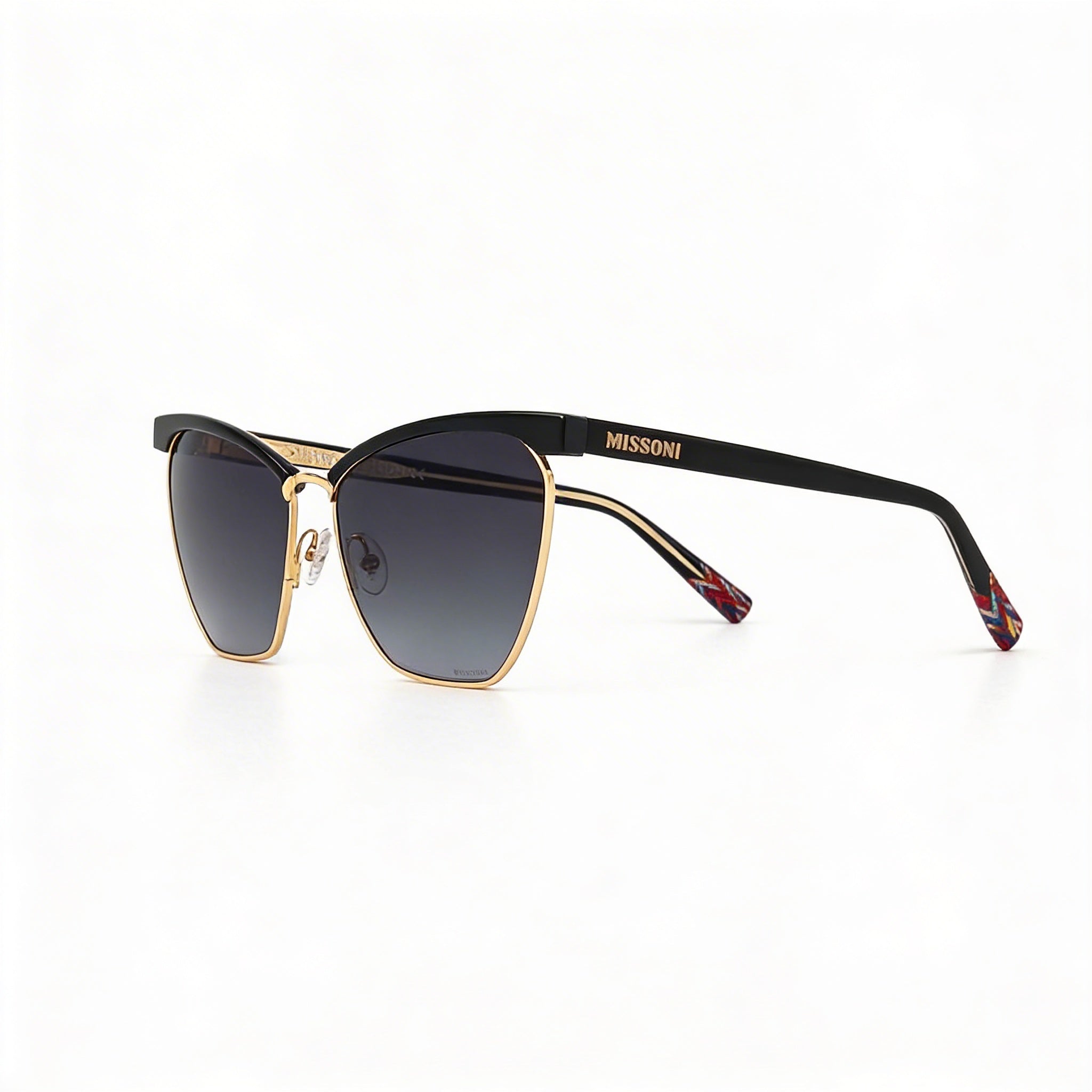 Gafas de sol Missoni Eyewear para mujer, montura metálica, gris oscuro degradado, negro dorado, sin polarizar, protección UV, 60 mm, Photo 1