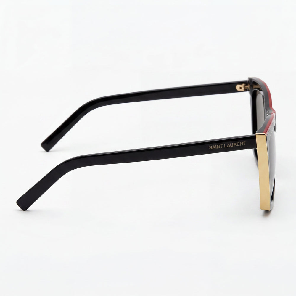 Yves Saint Laurent Classic Unisex Acetate Black Gold Frame Grey Lenses Prescription-Ready 58mm