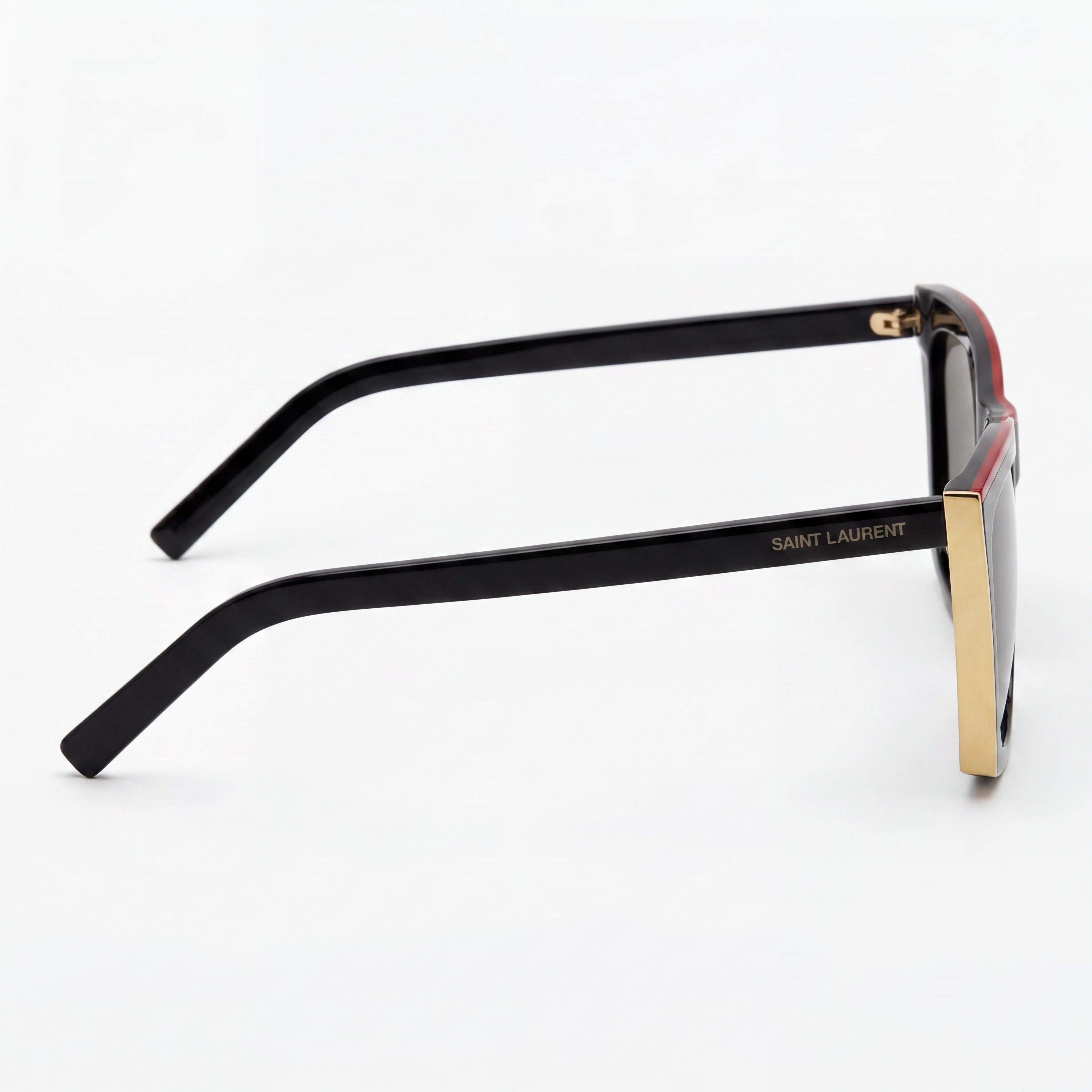 Yves Saint Laurent Classic Unisex Acetate Black Gold Frame Grey Lenses Prescription-Ready 58mm, Photo 3
