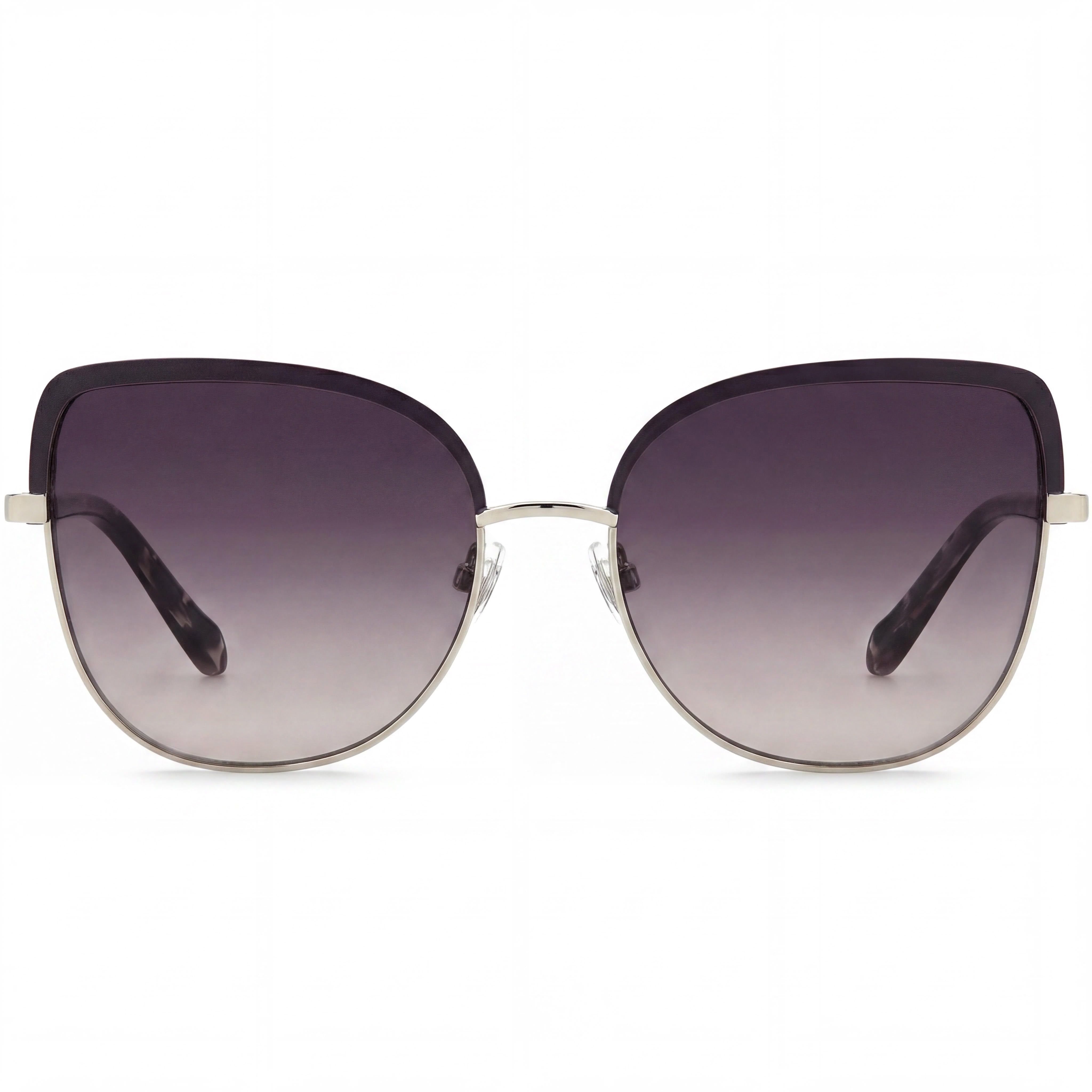 Gafas de sol Fossil Fos 3126/G/S Cat Eye de acero inoxidable para mujer, con degradado malva burdeos y lentes rosas de doble tono, 56 mm, Photo 2