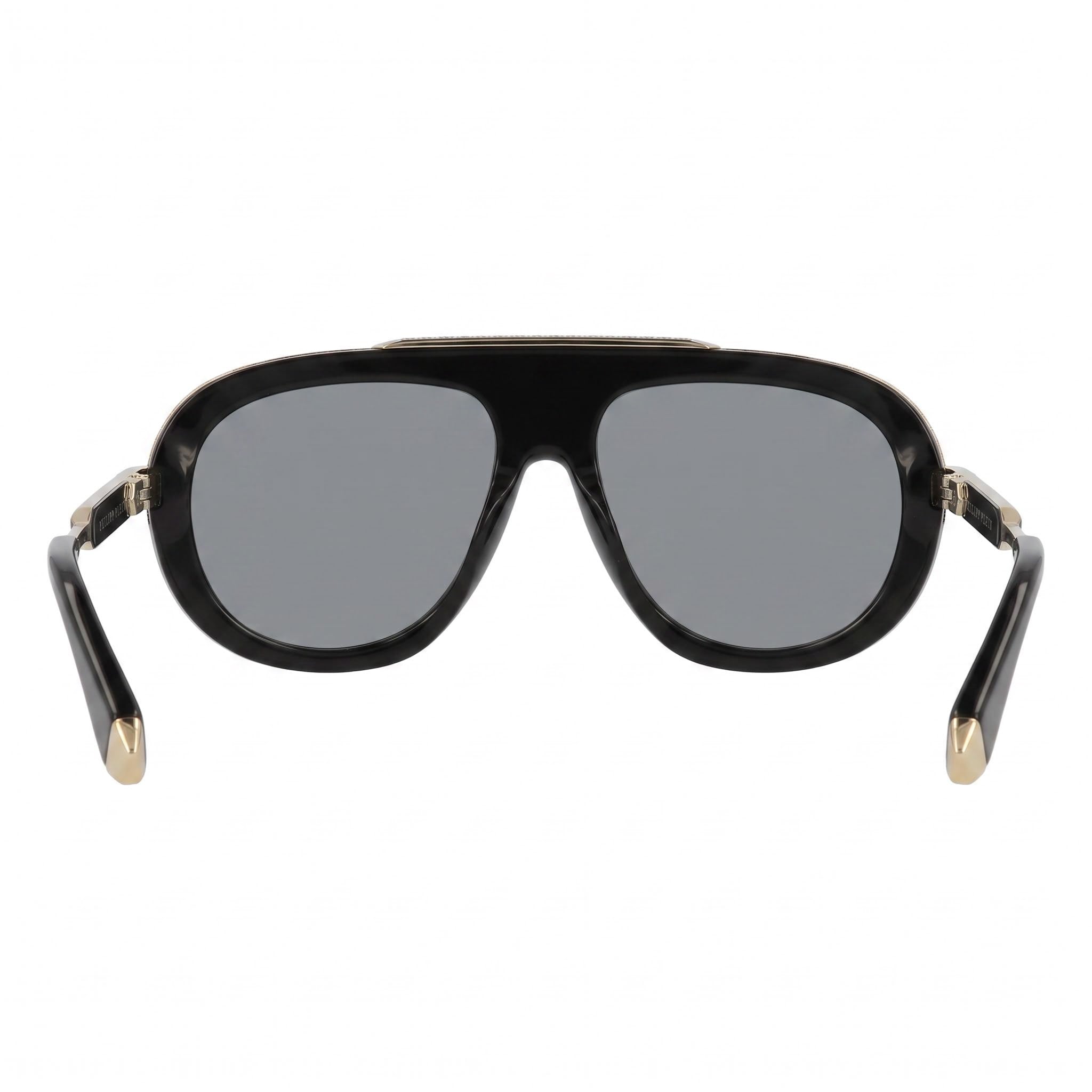 Gafas de Sol de Acetato de Celulosa Negro Brillante Philipp Plein Spp151m para Hombre con Lentes Ahumadas Protección UV 57mm, Photo 2
