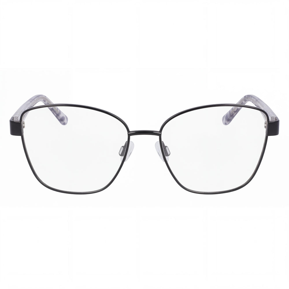 bebe Bb5209 Men's Metal Frame Eyewear, Jet Black, Featuring Clear Lenses, 54mm Lens Width