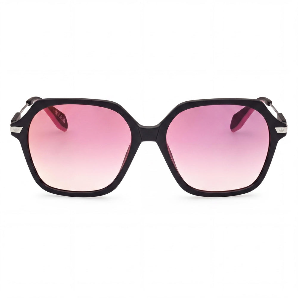 Gafas Adidas Originals Or0082 para mujer, montura de plástico, negro mate, lentes burdeos de espejo no polarizadas con protección UV, 55mm