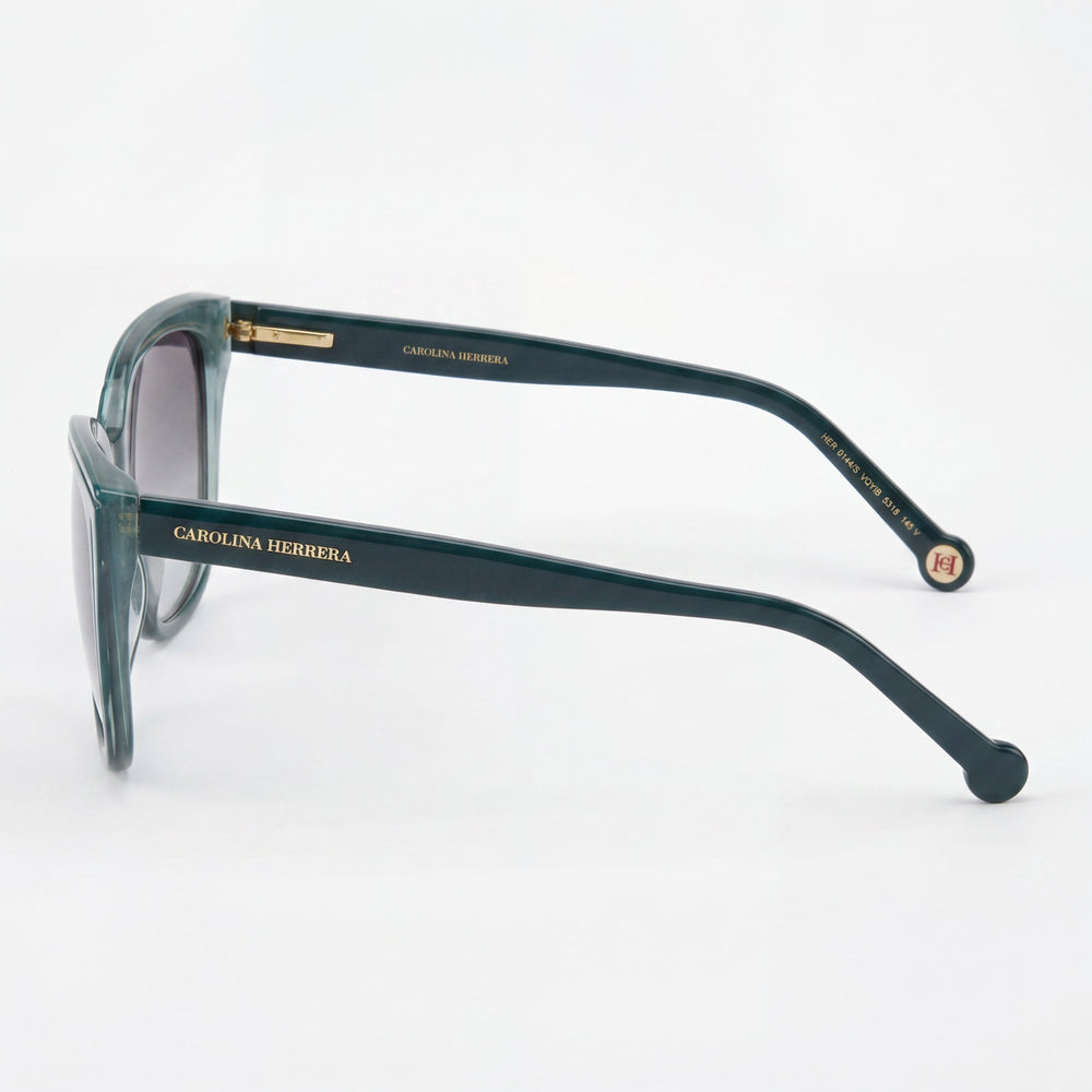 Gafas de sol Carolina Herrera casual para mujer, purpurina verde, acetato, lentes gris-verde, protección UV, 53 mm