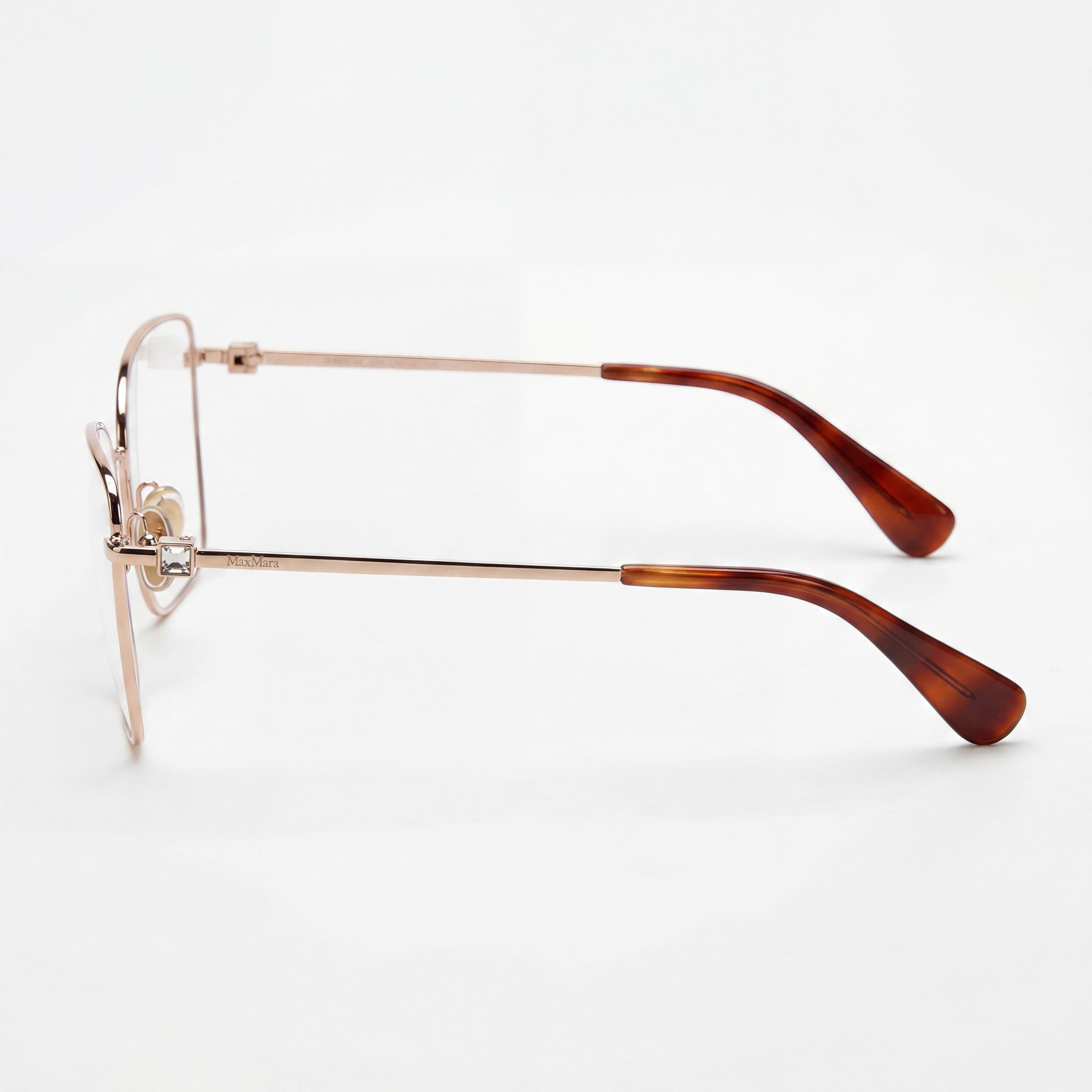MaxMara Casual Women's Shiny Rose Gold Metal Frame Optical Eyeglasses with Clear Demo Lenses, Size 55, Photo 2