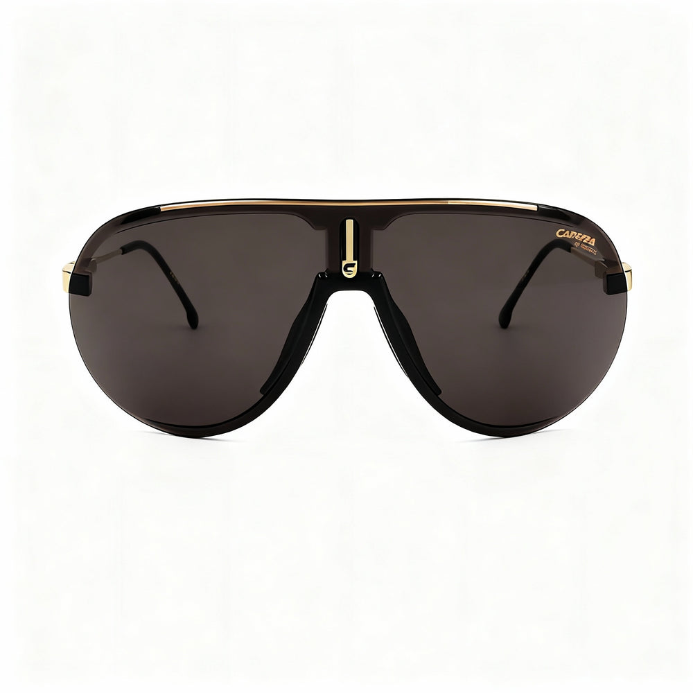 Gafas de sol Carrera Sporty Classic unisex, color negro, dorado, marrón claro, lentes grises, policarbonato no polarizado, 99-01-135