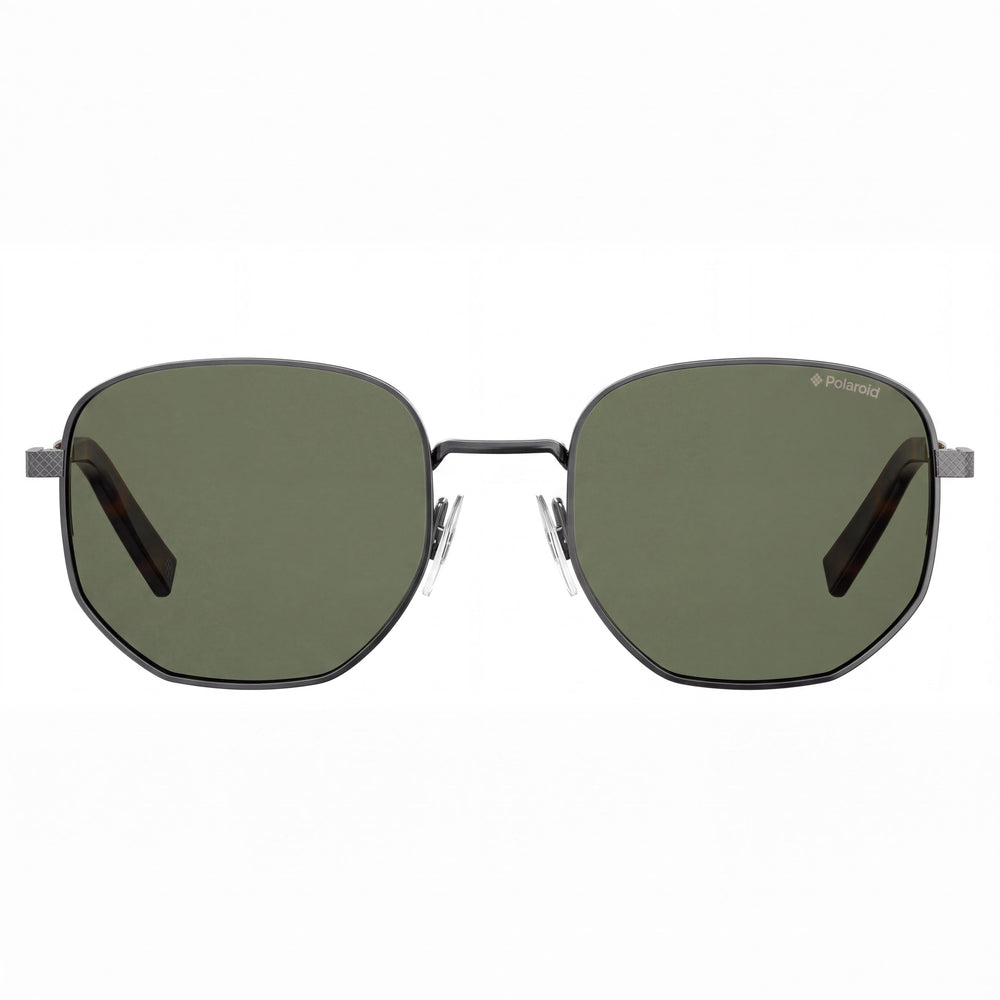 Polaroid 2081/S/X Men's Dark Ruthenium Stainless Steel Rectangular Green Polarized UV Protection Sunglasses 51-19-145