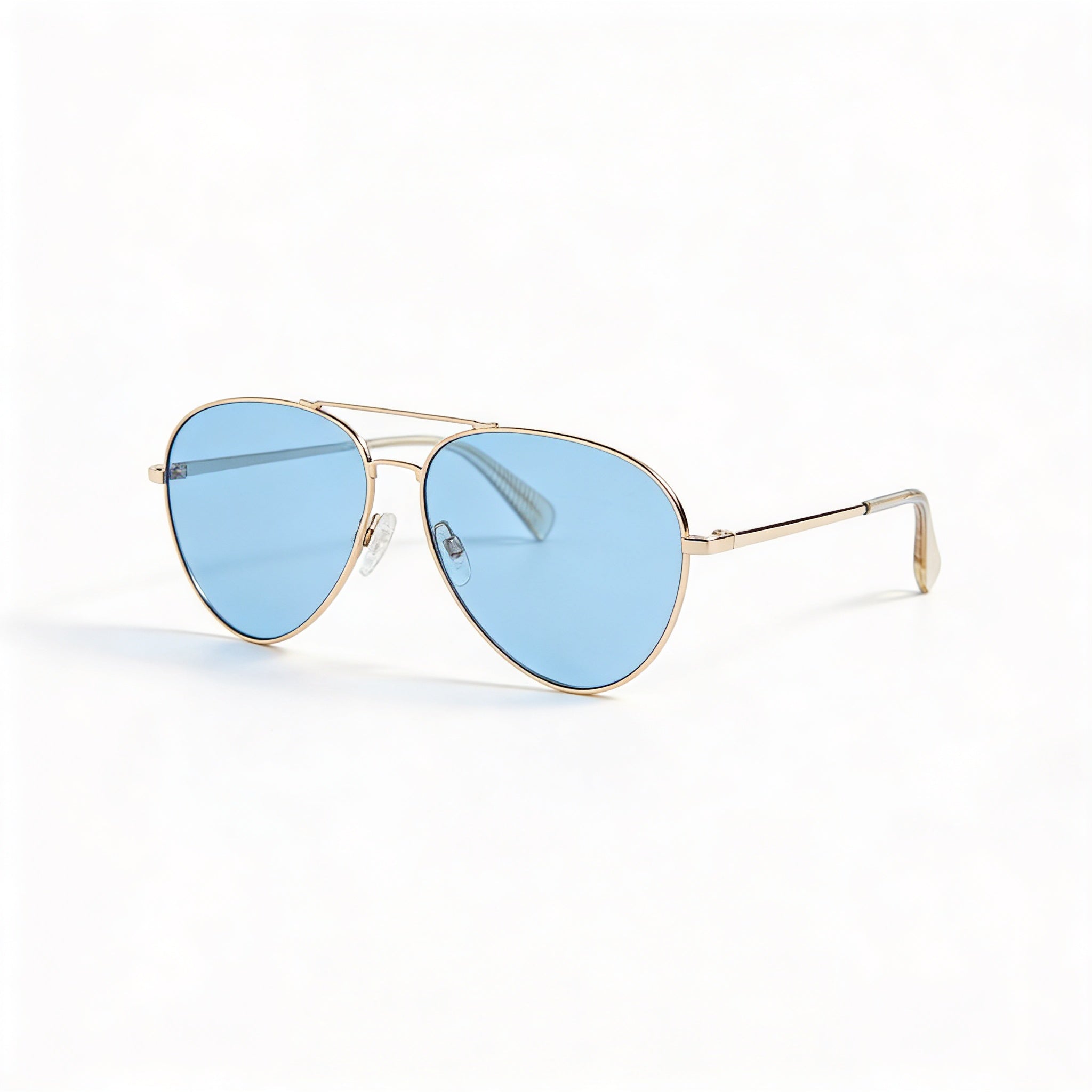 rag & bone Classic Aviator Women's Gold Beige Metal Frame Blue Lens Non-Polarized Sunglasses 54mm, Photo 3