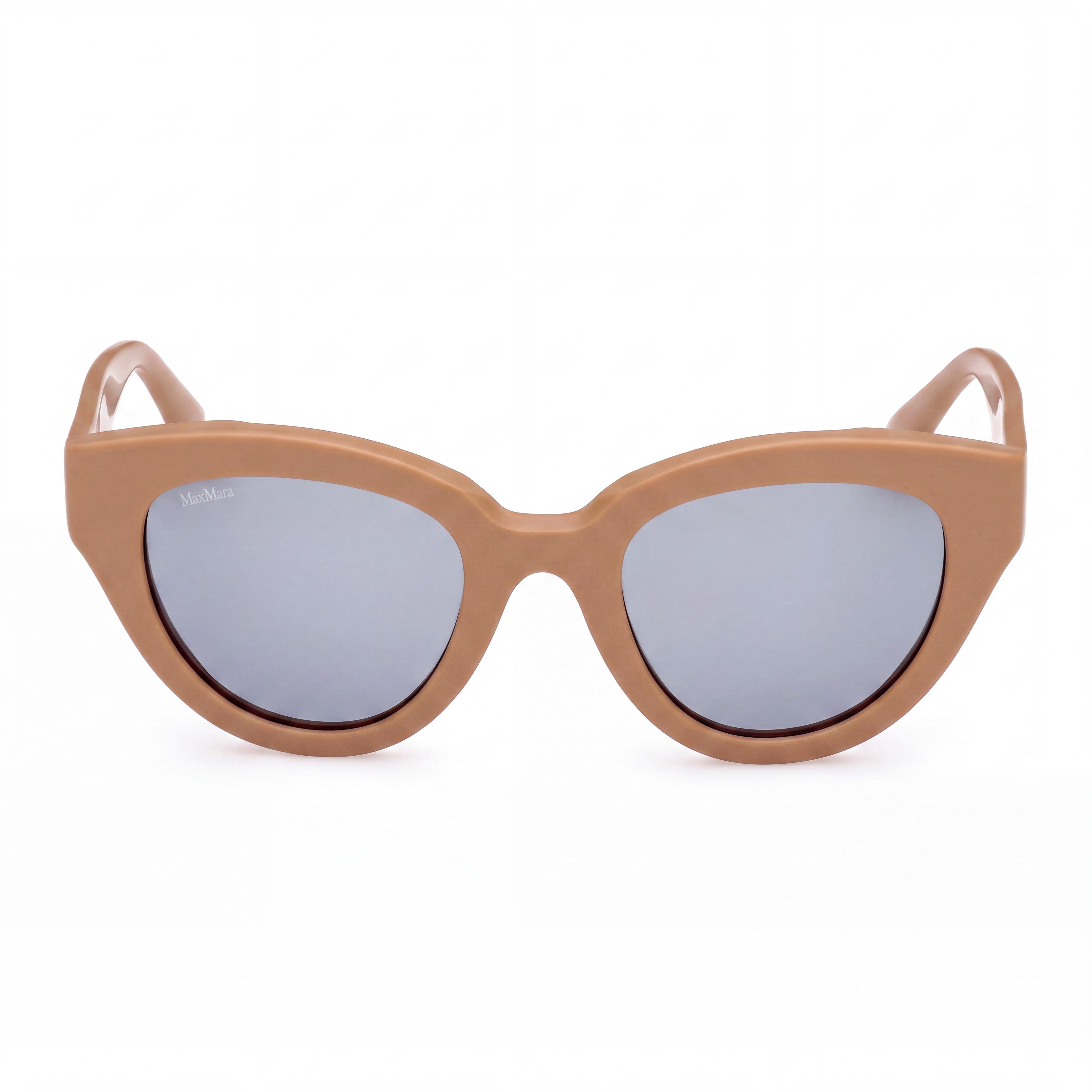 MaxMara Mm0077 Women's Stainless Steel Frame, Acetate Lens Sunglasses, Matte Light Brown, Photo 2