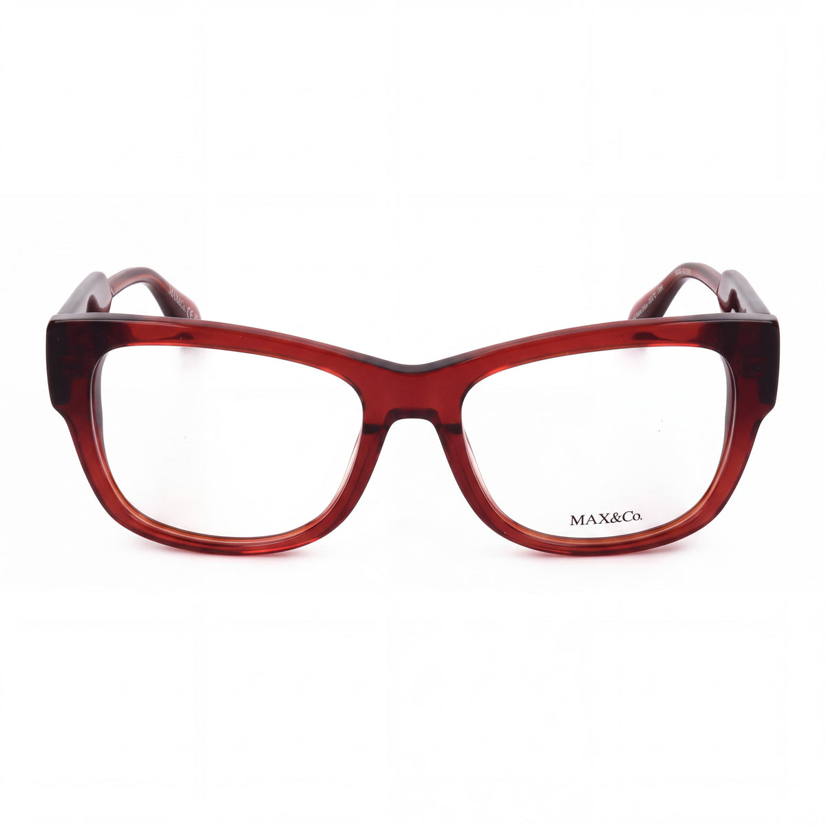 Max&Co. Casual Women's Shiny Red Acetate Frame Sunglasses with Transparent Plastic Lenses 53-17-140, Photo 2