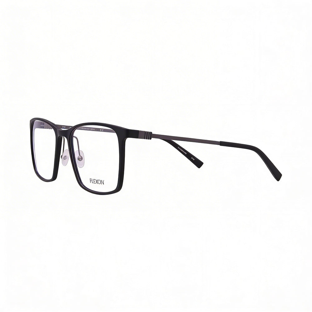Flexon EP8011 - Montura de gafas unisex de plástico con montura rectangular, color negro mate, ancho de lente: 53 mm