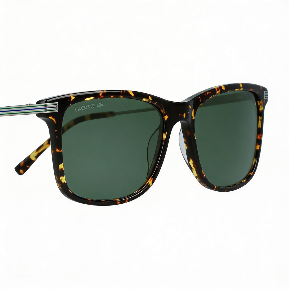 Lacoste Classic Rectangular Unisex Sunglasses with Dark Havana Plastic Frame and UV Protection 56mm