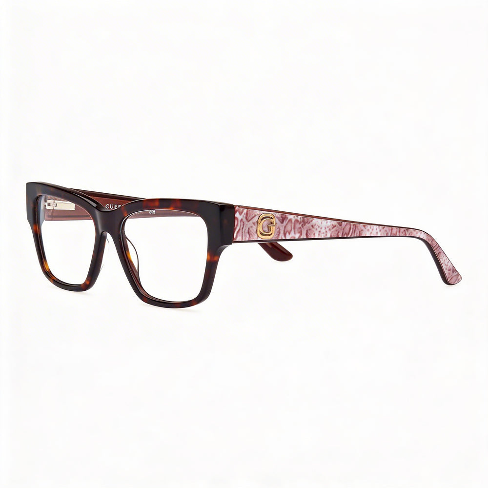 GUESS Gu50126 Women's Dark Havana Animal Monocolor Plastic Frame Non- Polycarbonate Lens Eyewear 53mm