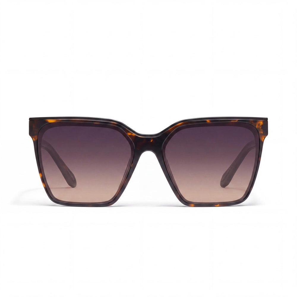 QUAY AUSTRALIA Level Up Women's Tortoise Square Sunglasses, Smoke Taupe Polarized UV Lenses 58mm
