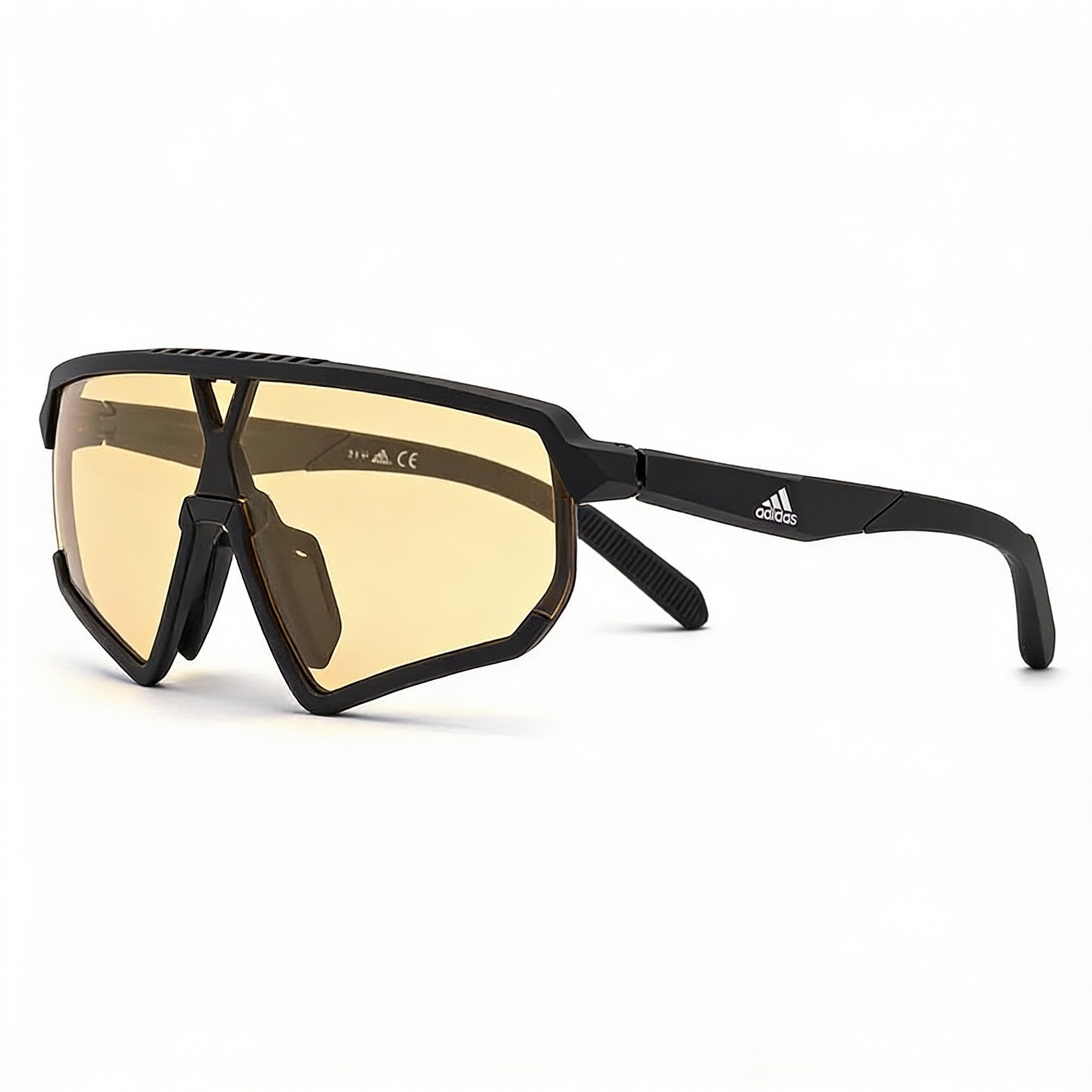 adidas Contemporaneo Sunglasses for Men Matte Black Plastic Shield Yellow Grey UV Protection 59, Photo 1
