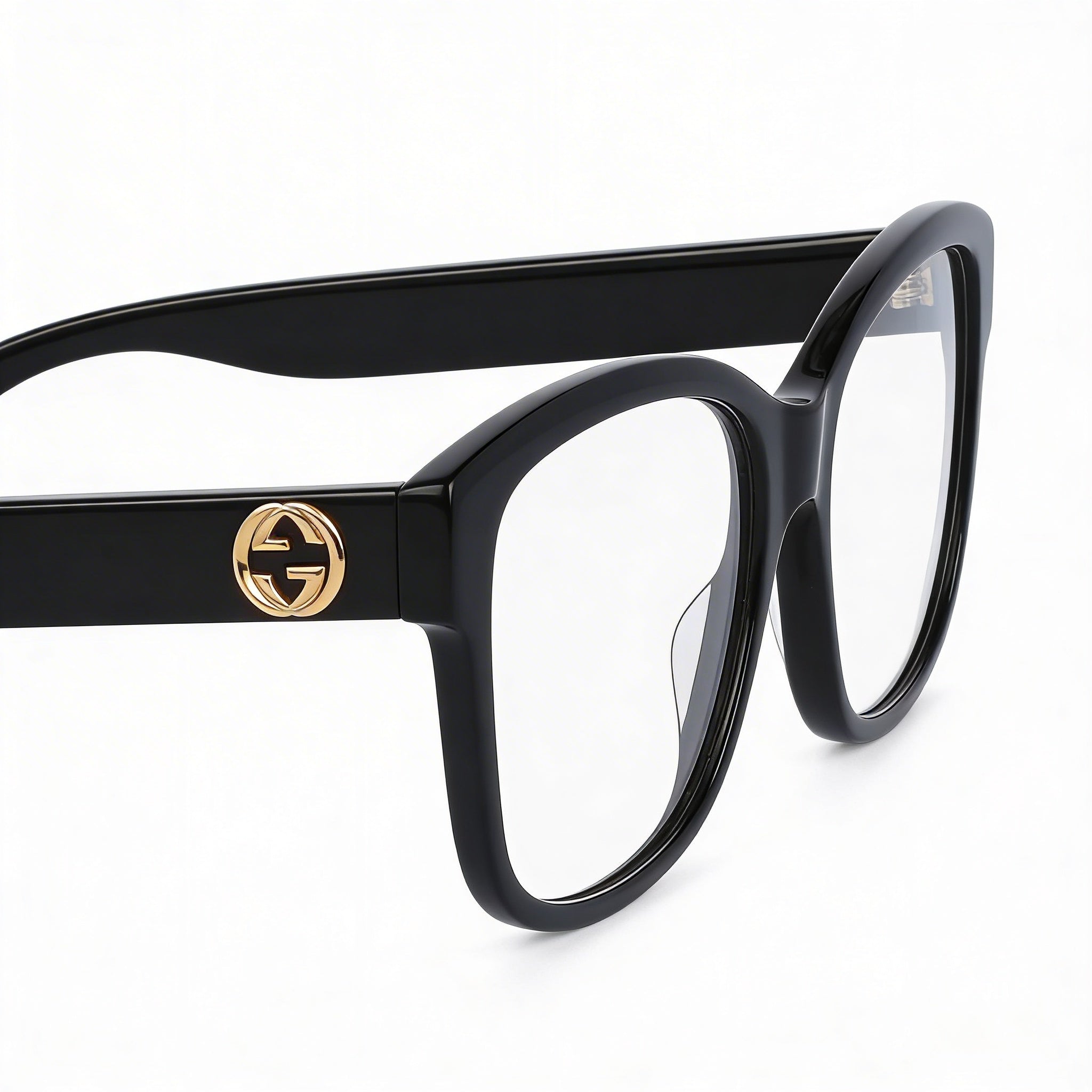 Gucci GG0038ON Black Rectangle Eyeglasses for Women, Acetate 54mm, Photo 3