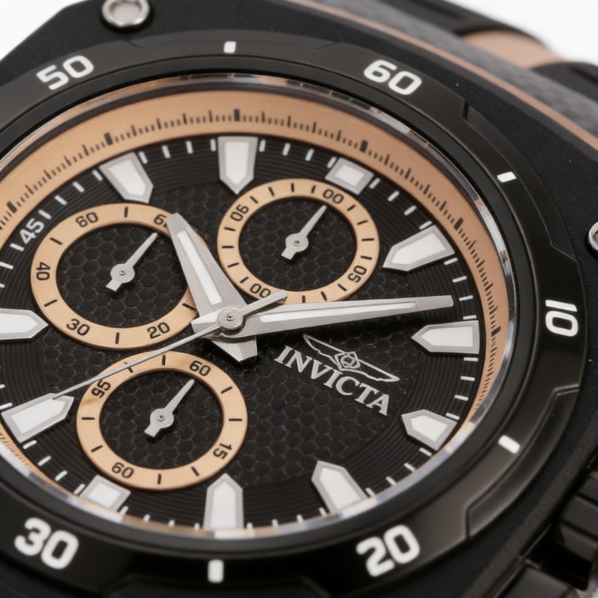 Reloj Invicta IN-46105-AMZUK para hombre, cronógrafo de cuarzo, correa de acero inoxidable, esfera negra, 46 mm, Photo 3