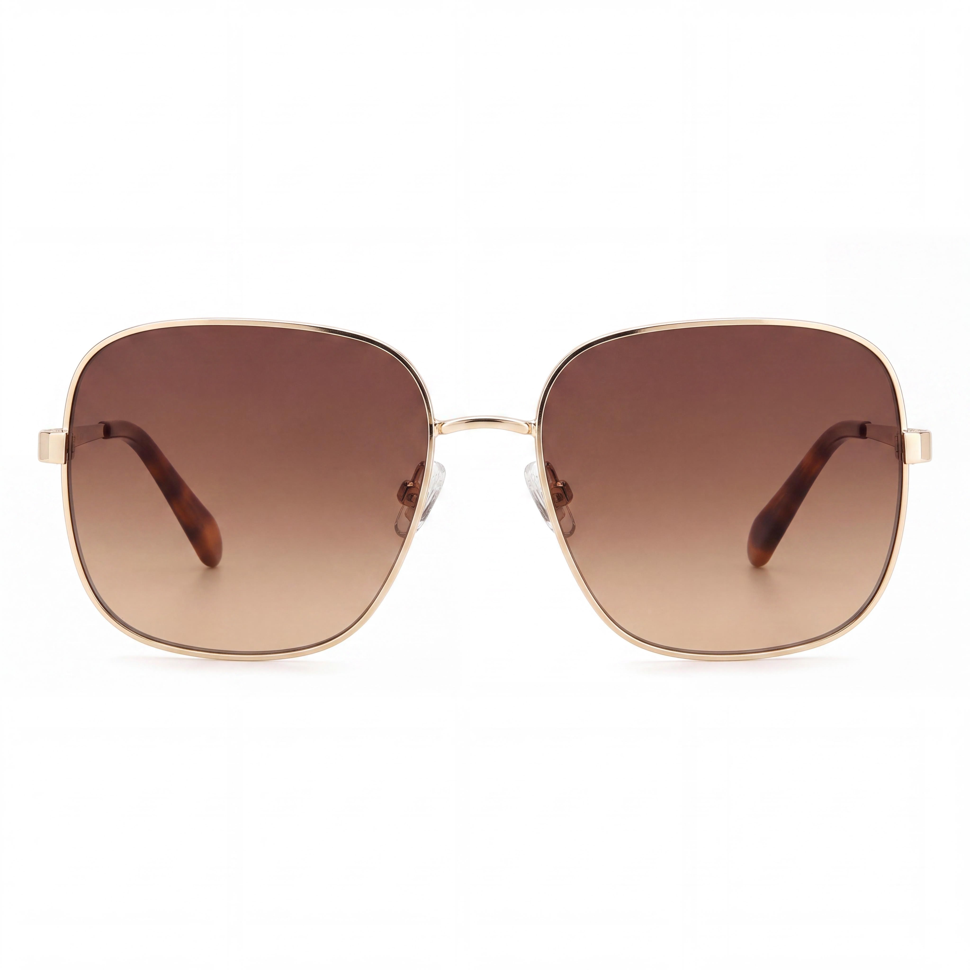 Gafas de sol Fossil Fos 2133/G/S para mujer, cuadradas de metal dorado havana, lentes marrones degradadas no polarizadas de 55 mm, Photo 2