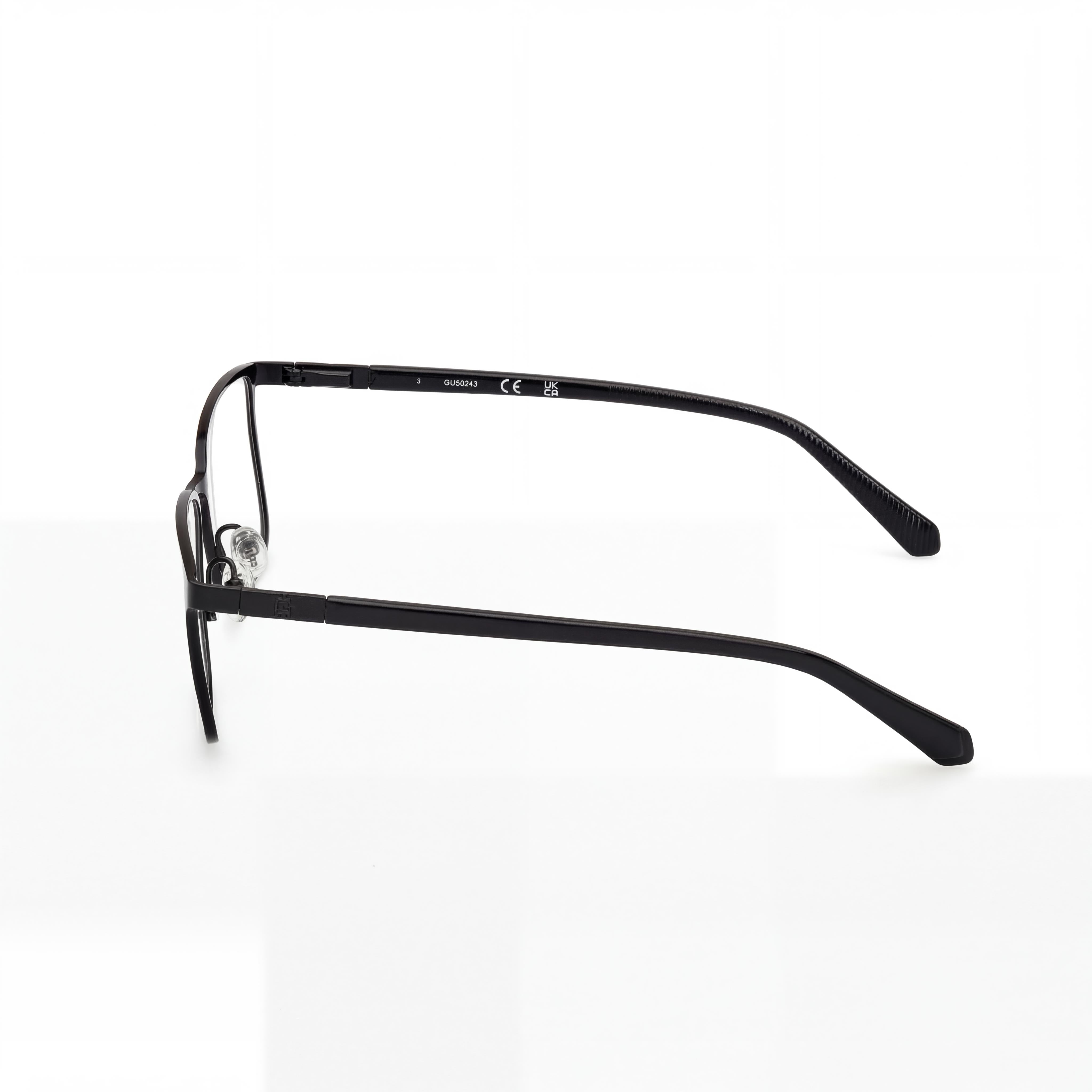 GUESS GU50243 Classic Unisex Eyeglasses, Metal Frame Matte Black with Transparent Polycarbonate Lenses, 58-18-145mm, Photo 2