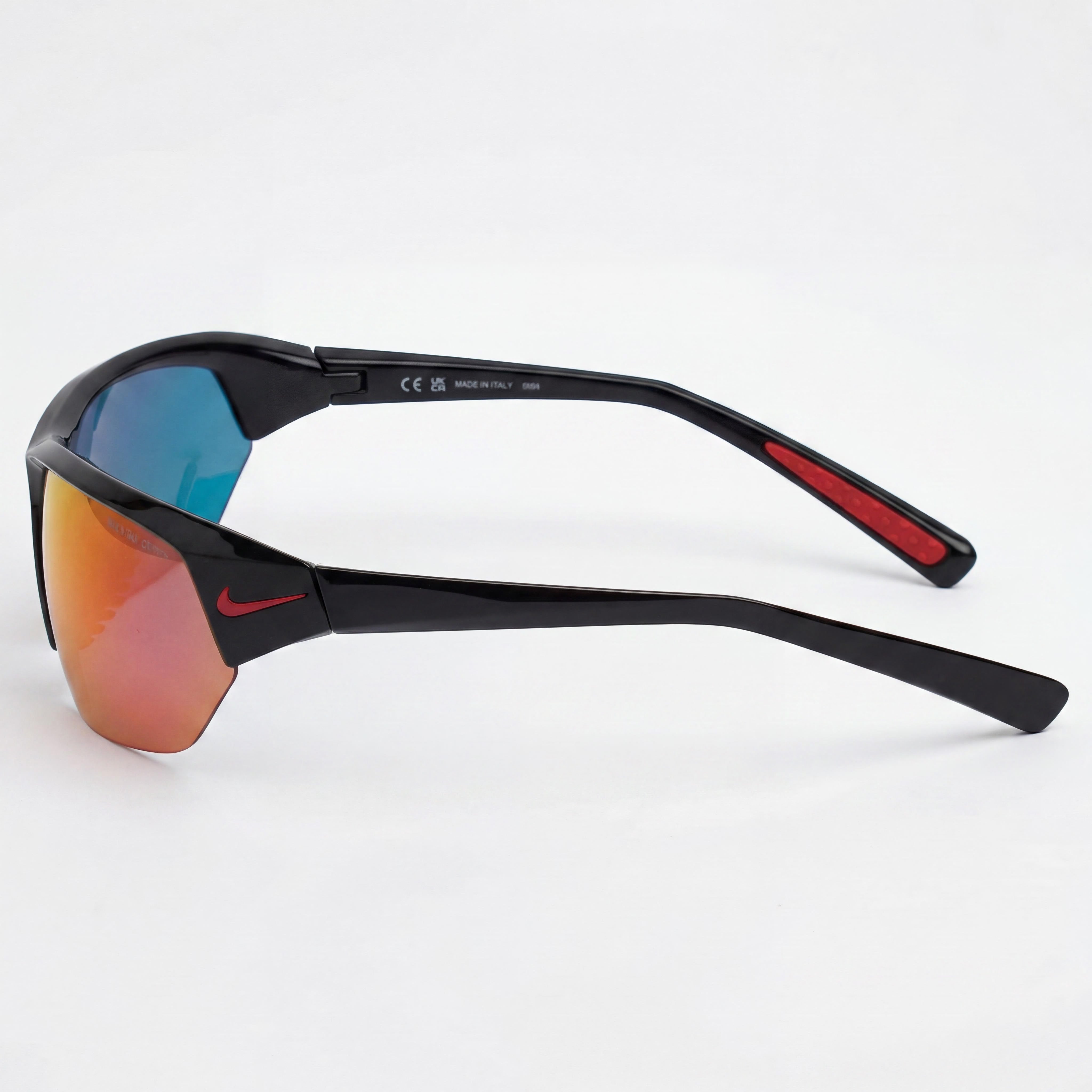 NIKE Skylon Ace DV2163 Men's Black Nylon Frame Mirror Red Wraparound Non-Polarized Sunglasses 100% UV400 Protection 71mm, Photo 3