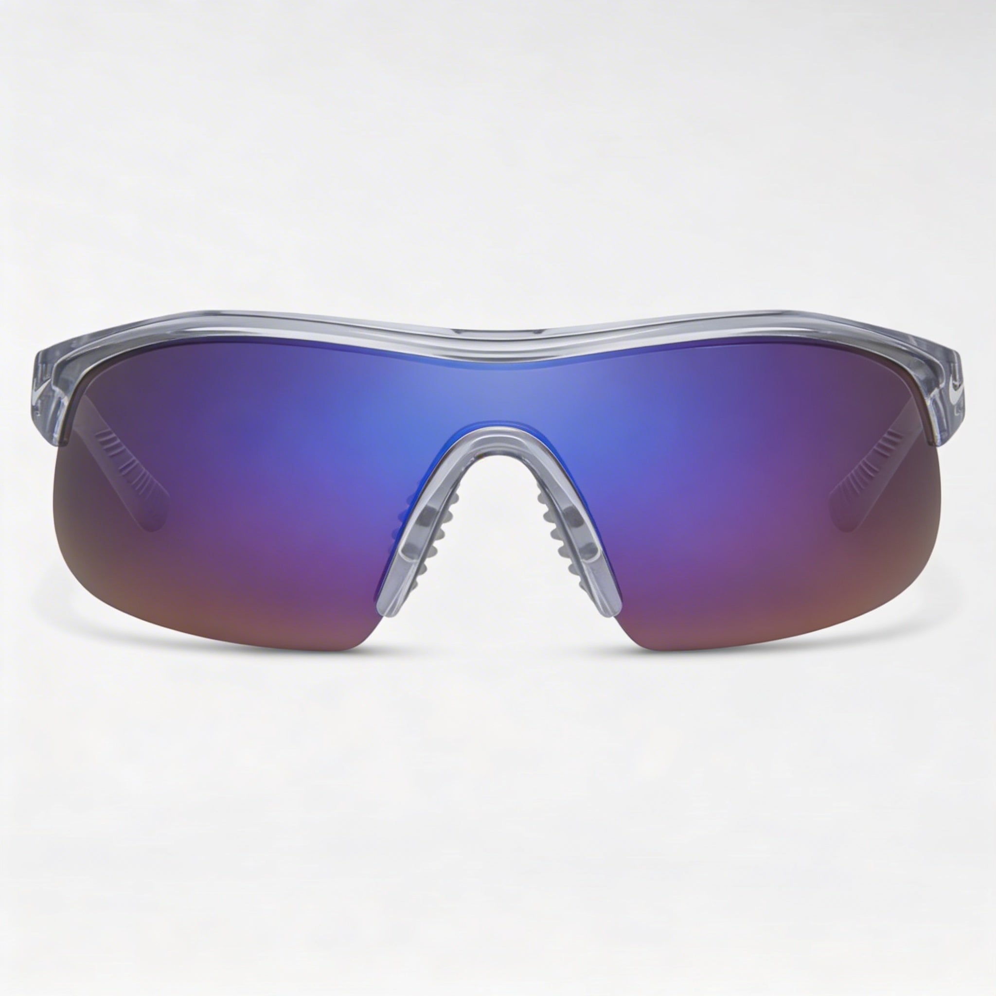 Nike Modern Men's Plastic Frame Sunglasses in Shiny Wolf Grey Blue Mirror with Blue Lenses 58mm, Photo 3