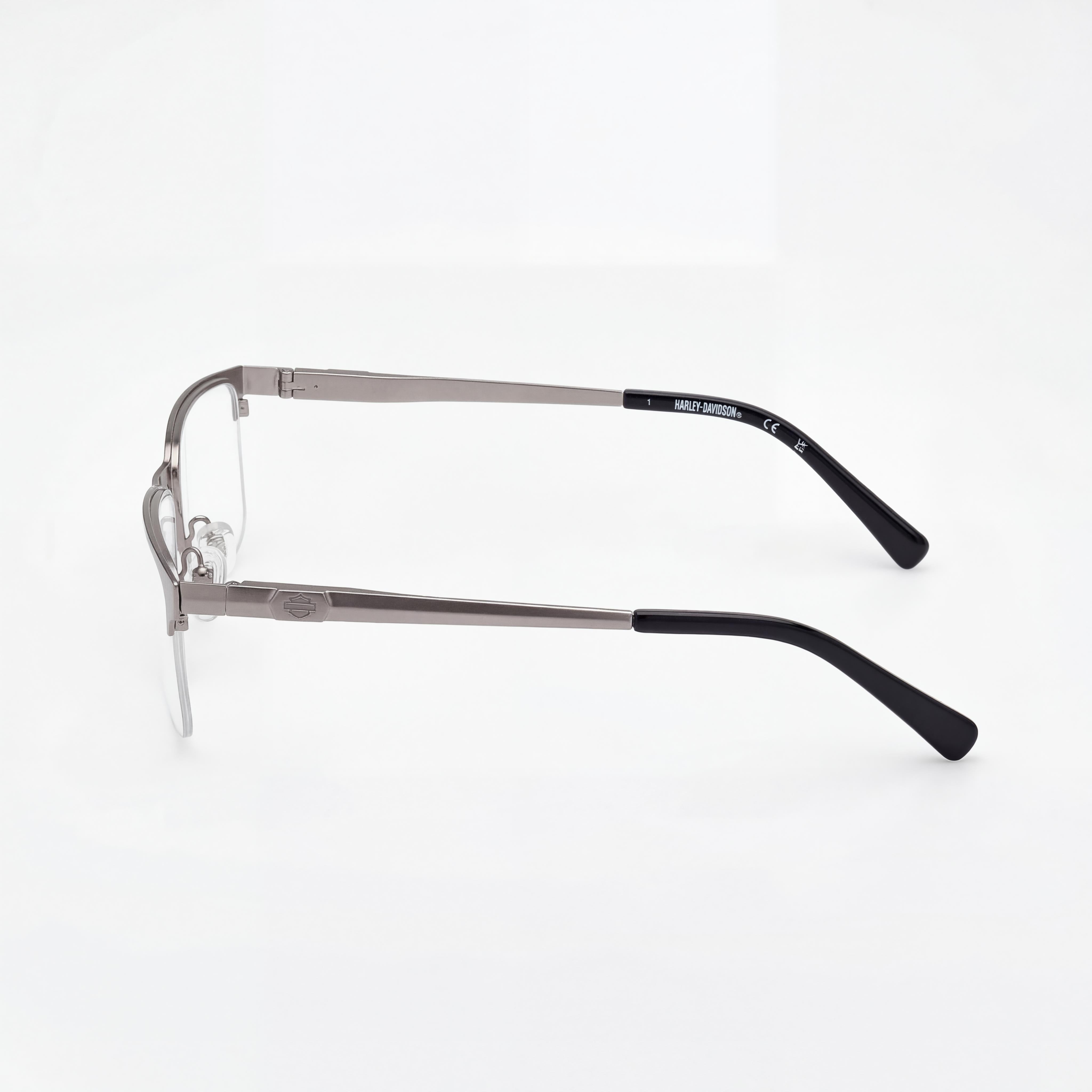 Harley-Davidson Classic Unisex Semirimless Metal Eyeglasses Matte Antiqued Light Nickeltin Multicolor 57-16-145, Photo 3
