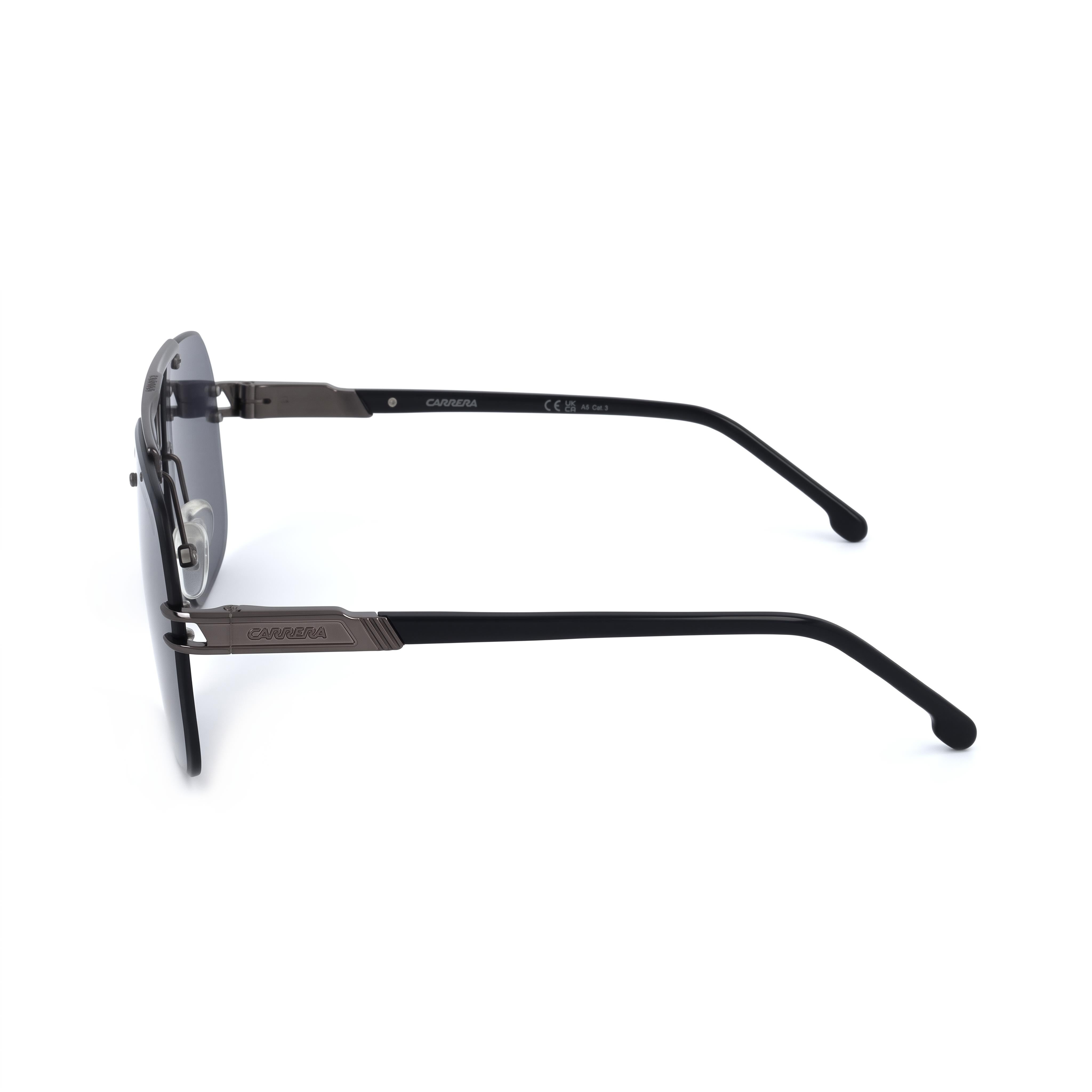 Gafas de sol de metal negro rutenio oscuro para hombre Carrera Casual con lentes de policarbonato grises, protección UV 400, 63mm, Photo 3