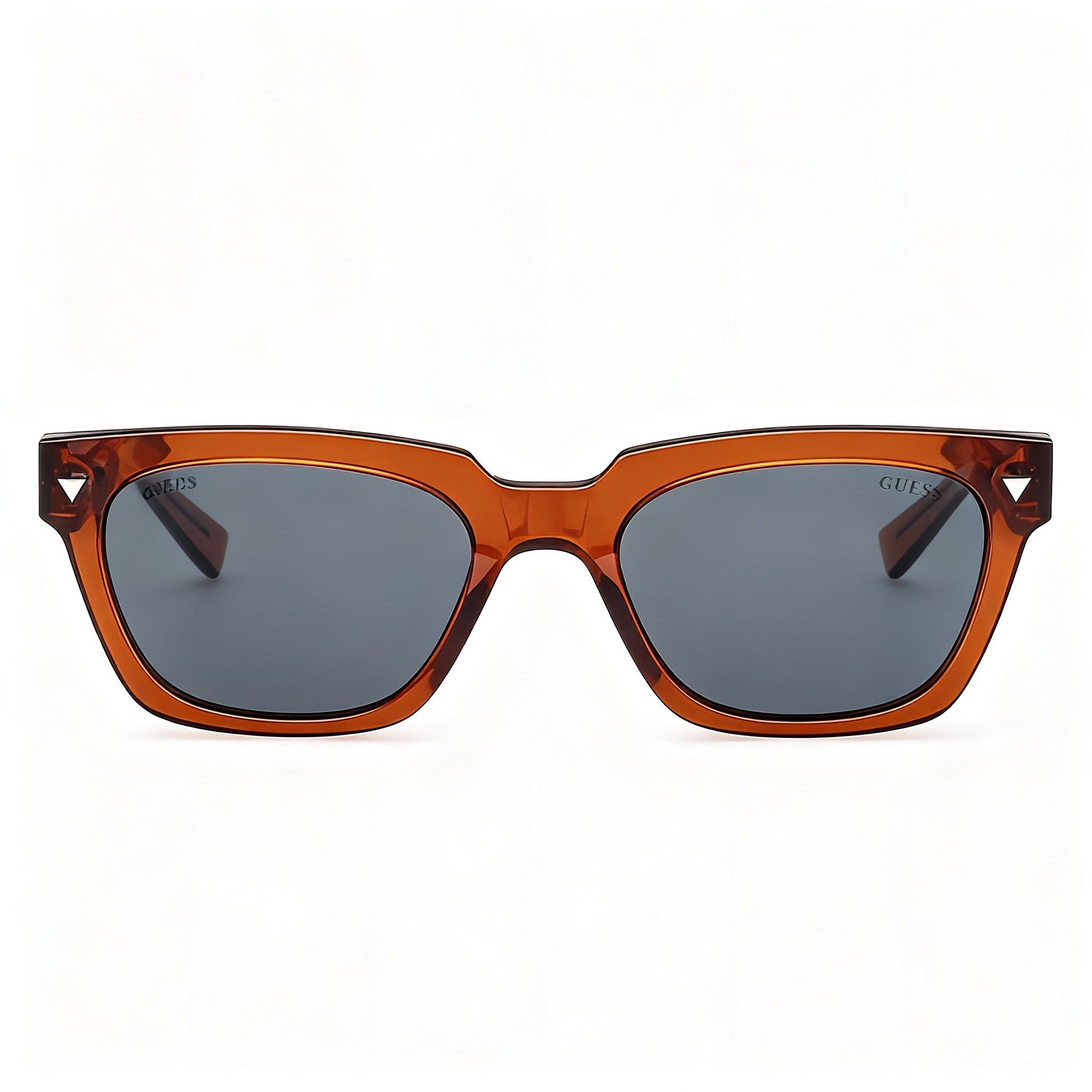 GUESS GU8265 Women's Square UV Protective Non-Polarized Sunglasses, Orange Injected Frame, Blue Polycarbonate Lenses 53mm, Photo 2