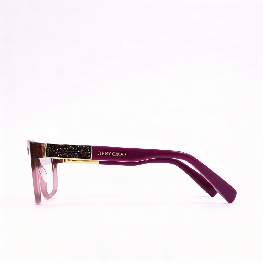 Gafas JIMMY CHOO 110 para mujer, montura rectangular de plástico marrón y rosa con lentes marrón y rosa, 53 mm