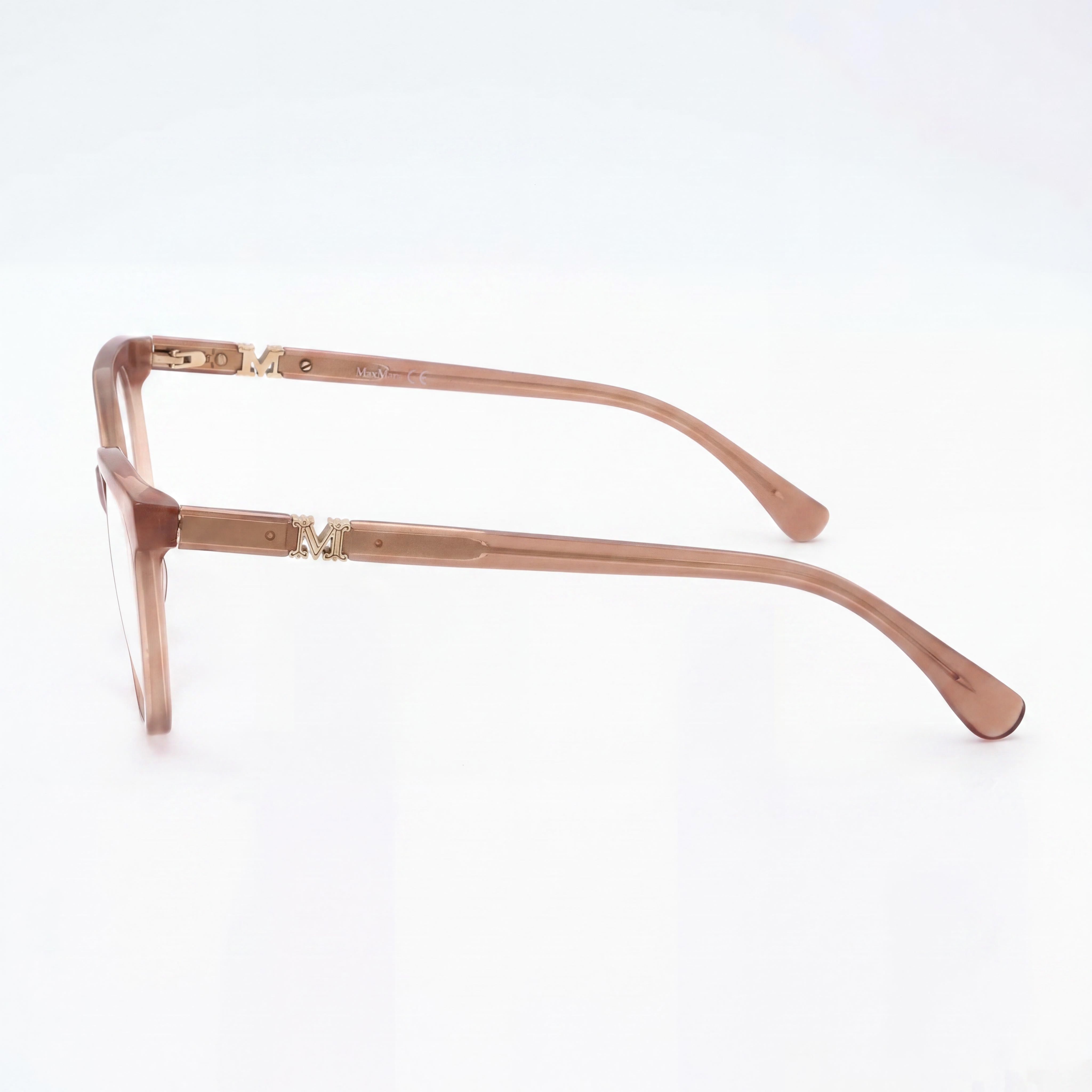 MaxMara Mm5018 Men's Plastic Frame Milky Nude Pale Gold UV Protected Sunglasses 53mm Lens 15mm Bridge 140mm Temple, Photo 2