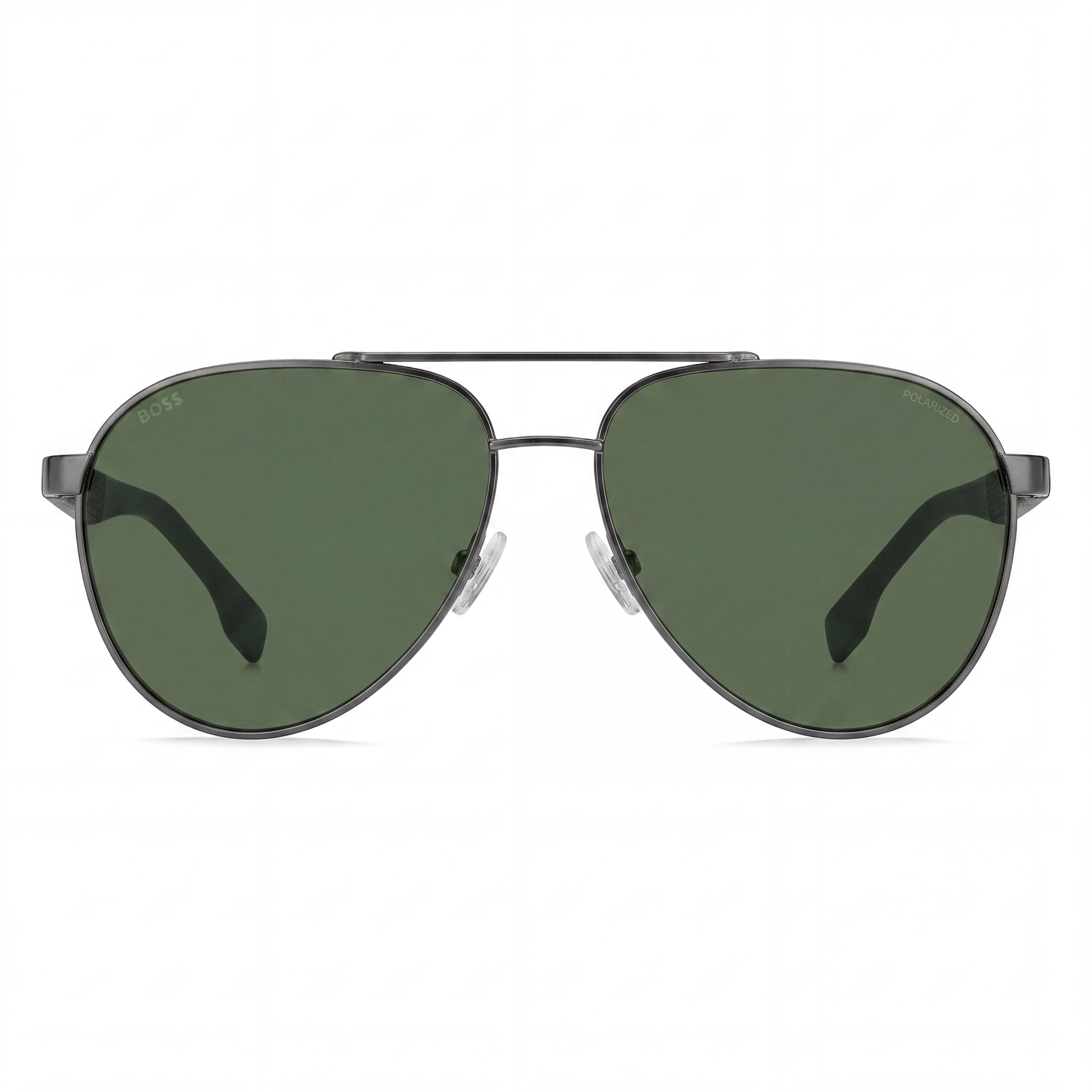 Gafas de sol polarizadas unisex Hugo Boss Modern de acero inoxidable, montura verde rutenio mate, lentes verdes de 60 mm, Photo 2