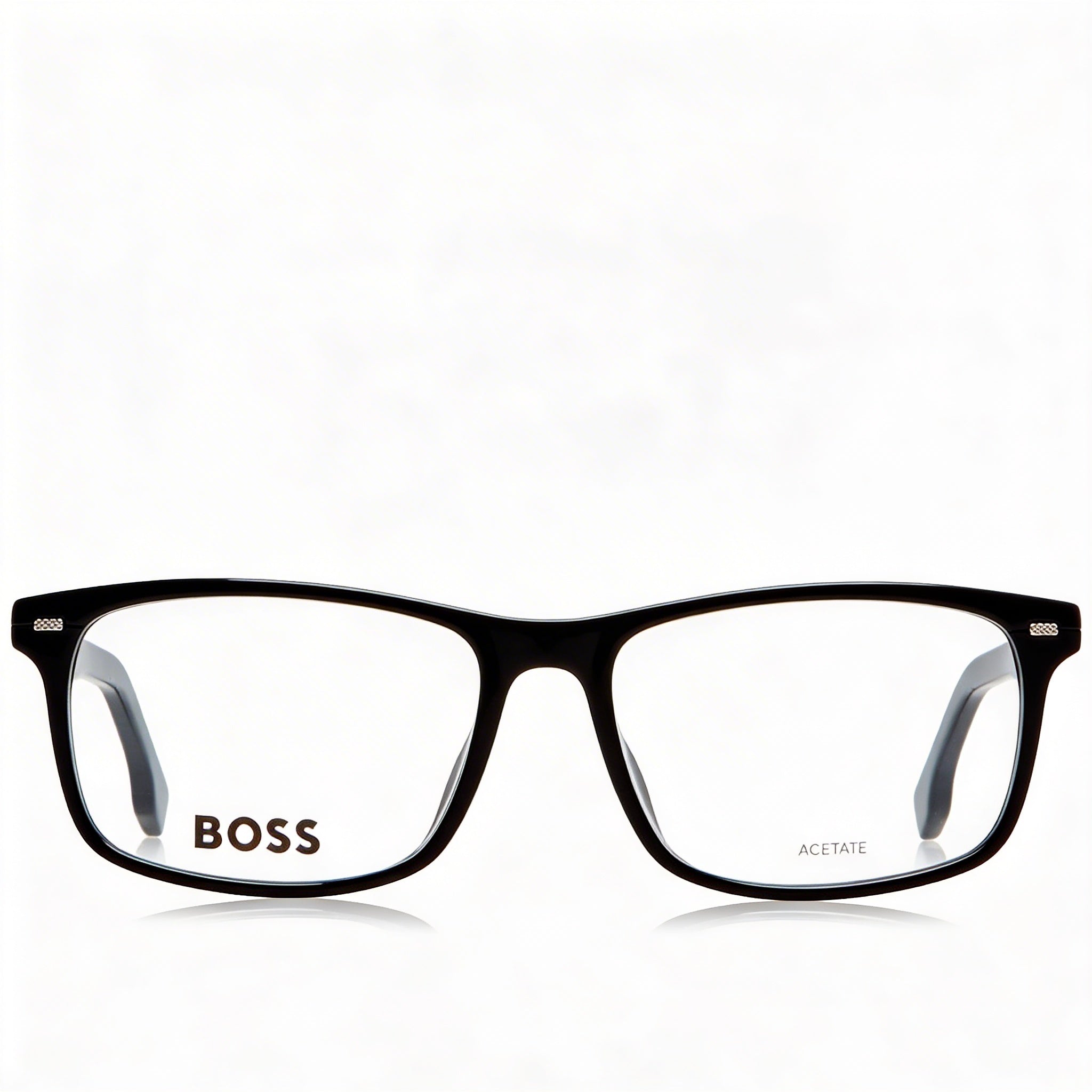 BOSS 1478/F Unisex Black Plastic Frame Eyeglasses with Black Polycarbonate Lenses, 55mm Lens Width, Photo 3