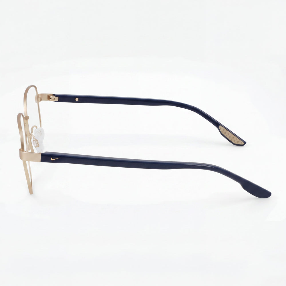 Nike 8400 Unisex Acetate Frame Polycarbonate Lens Eyeglasses Satin Gold Armory Navy 51-18-145mm