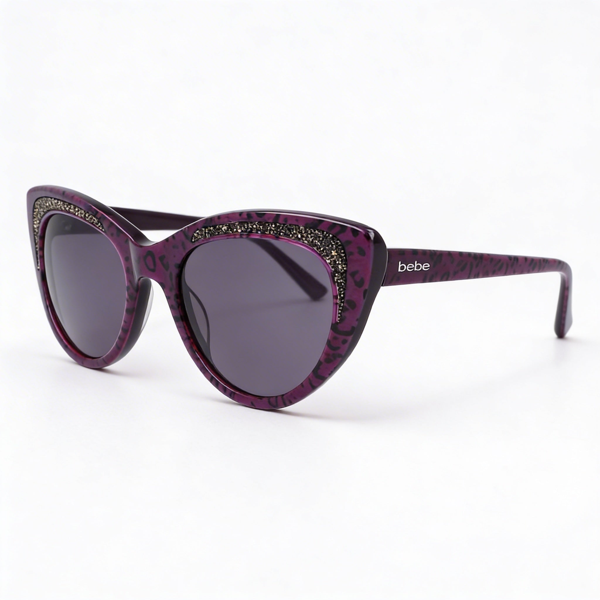 BEBE Classic Women's Animal Plum Acetate Frame 100% UV Protection Polycarbonate Multicolor Lens Sunglasses 55mm, Photo 3