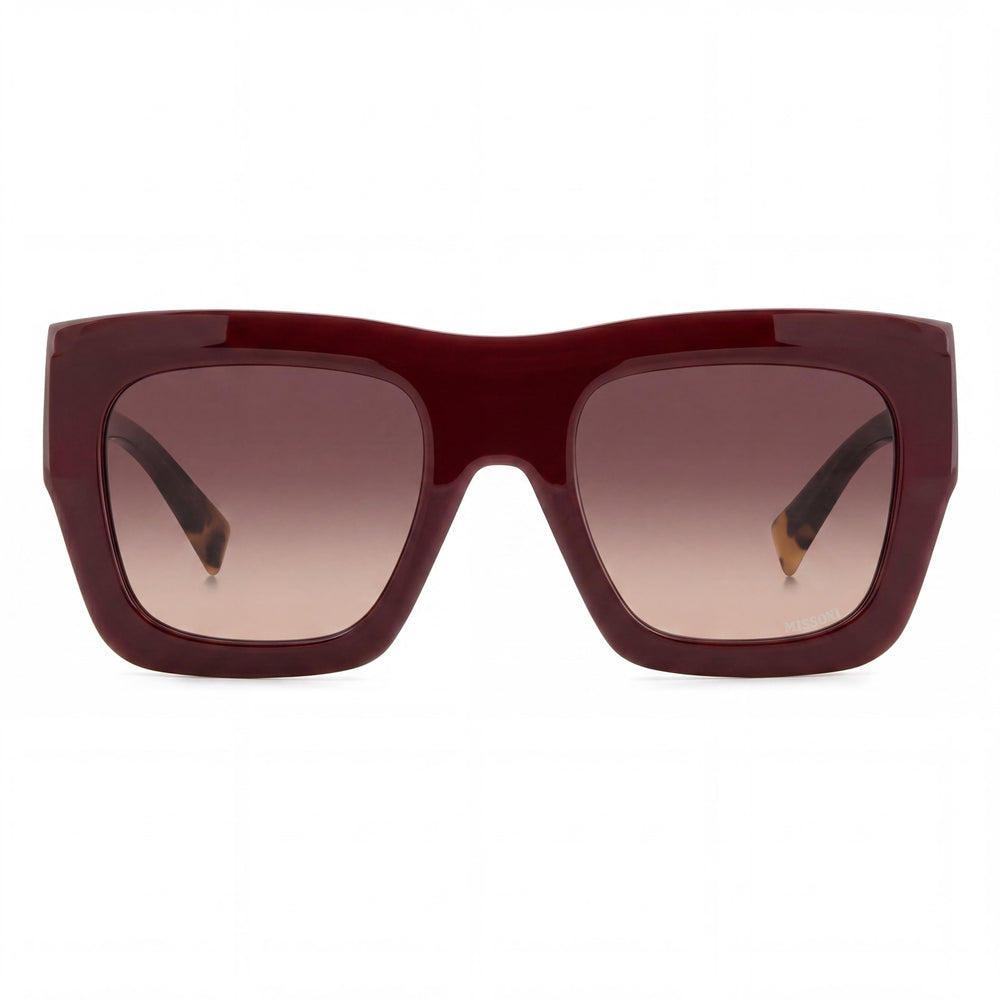 M Missoni Missoni Seasonal Men's Burgundy Pink Acetate Rectangular Sunglasses with Pink Doubleshade Lenses 52mm