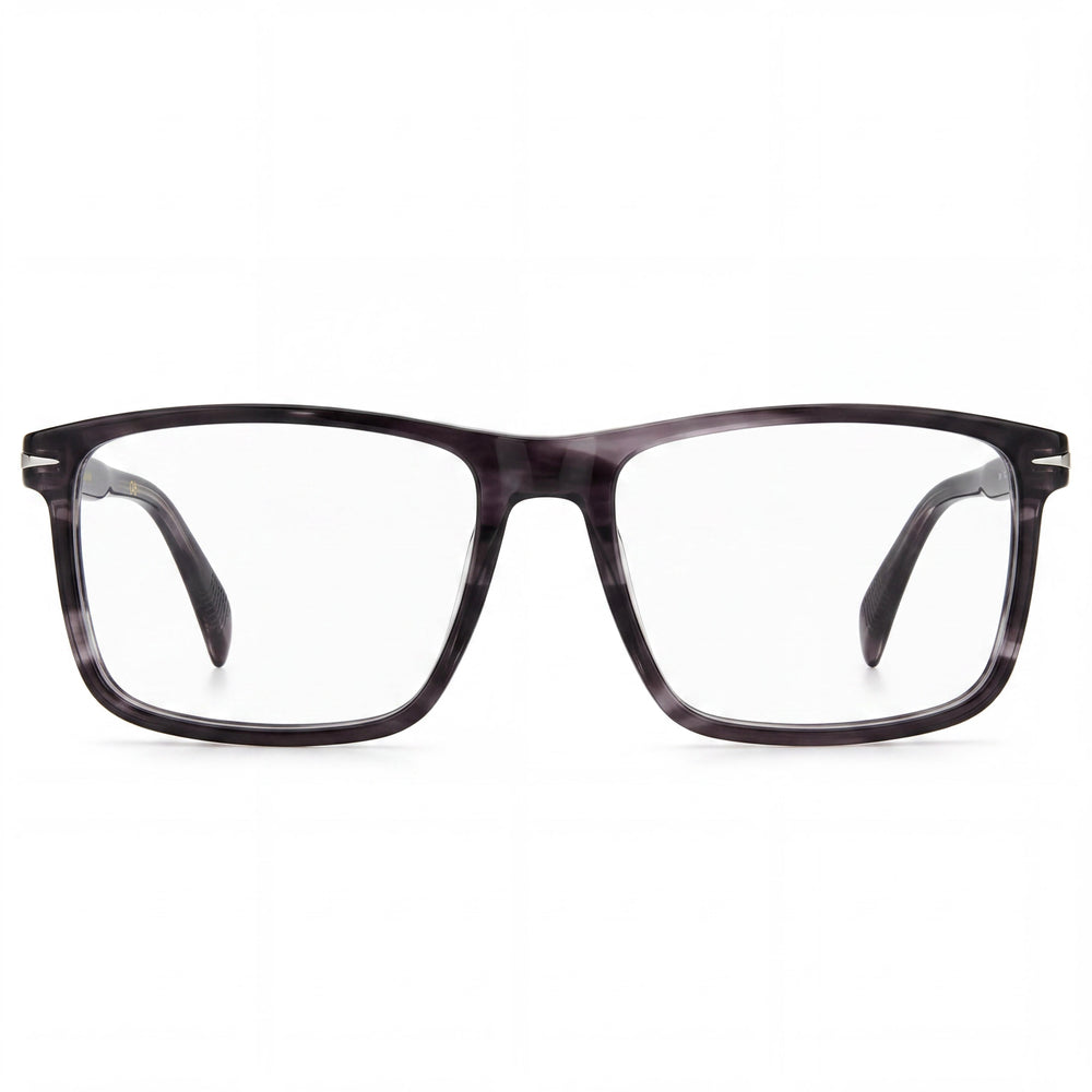 Gafas unisex contemporáneas David Beckham con montura de titanio y lentes de policarbonato, color gris cuerno, talla 56