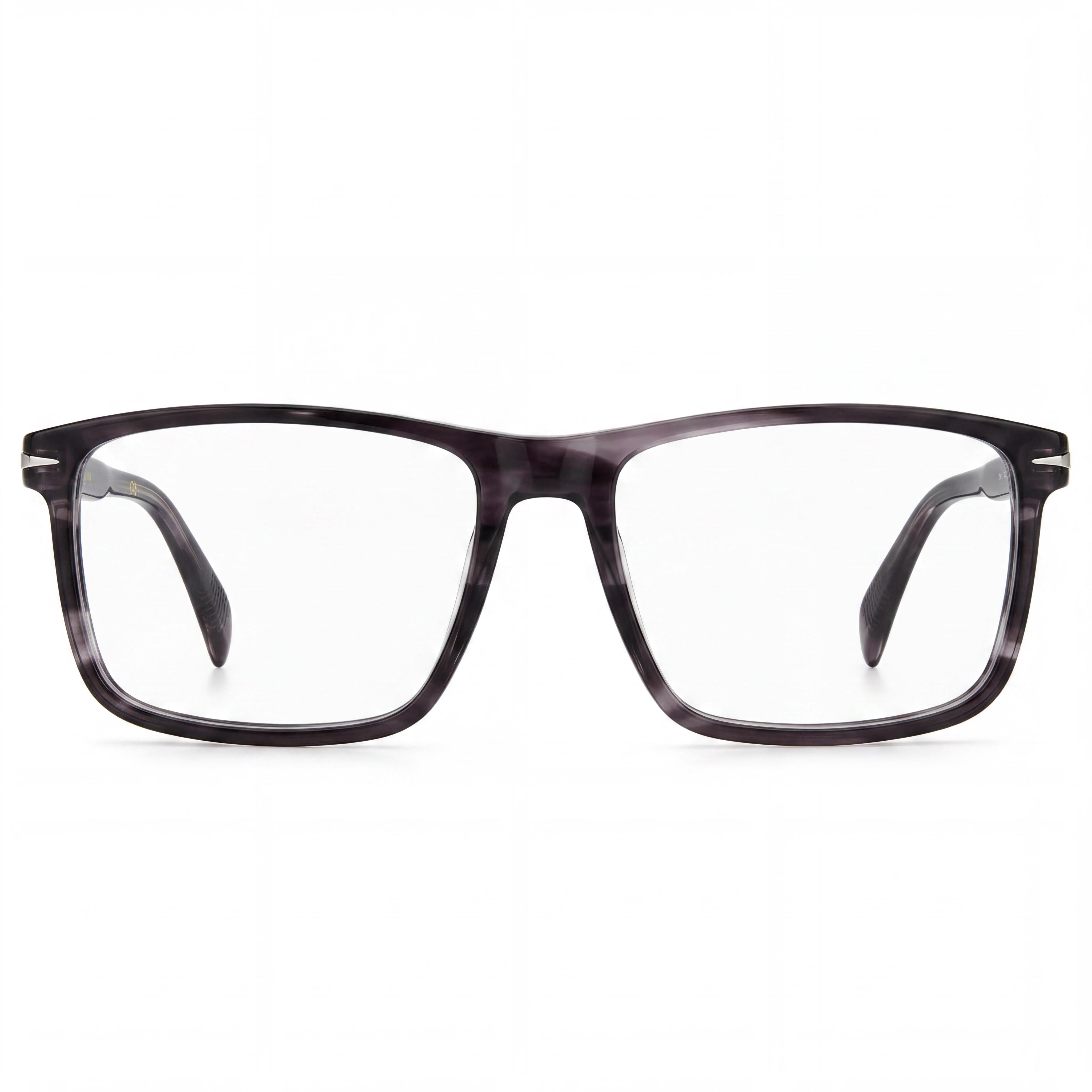 Gafas unisex contemporáneas David Beckham con montura de titanio y lentes de policarbonato, color gris cuerno, talla 56, Photo 2