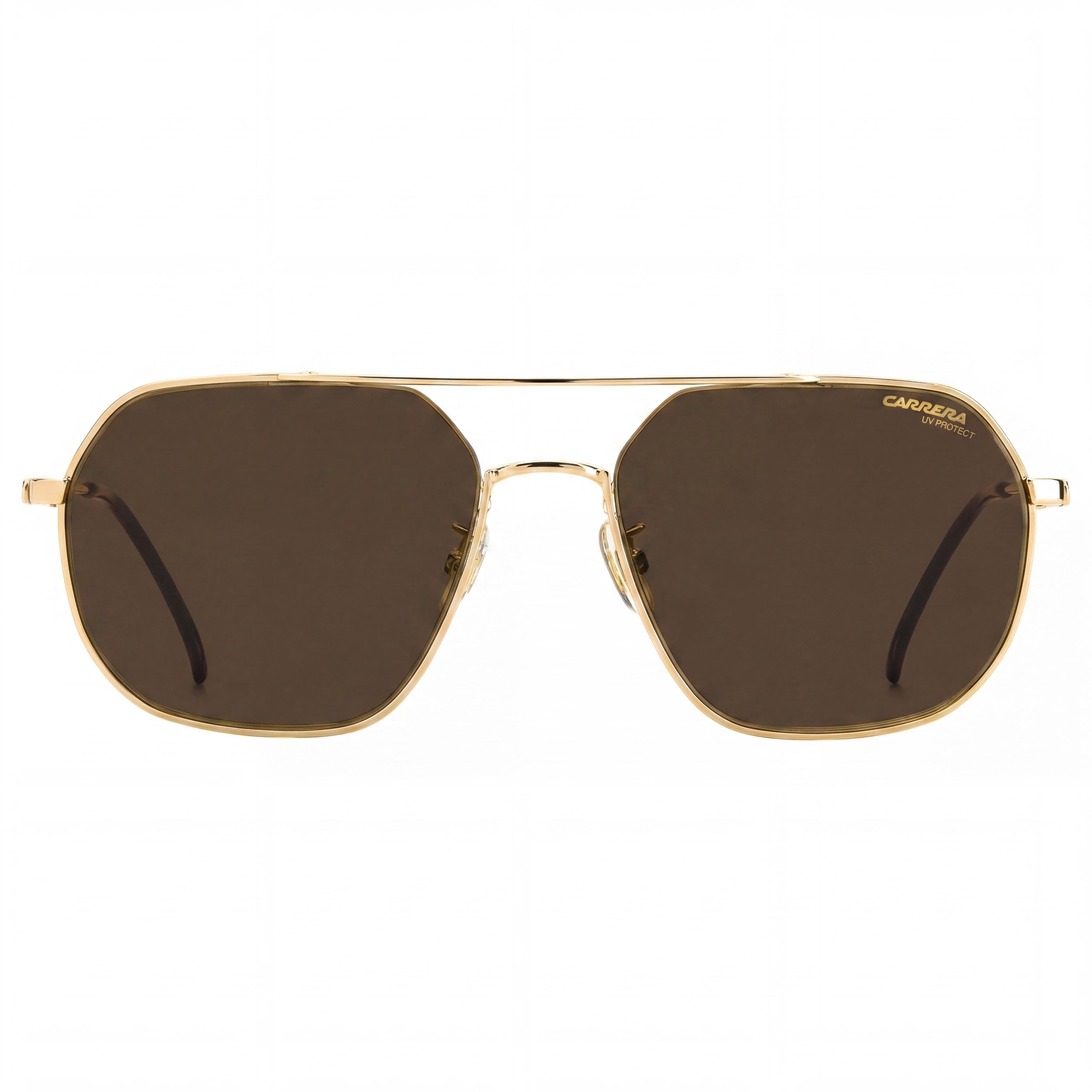 Gafas de sol Carrera Classic unisex de acero inoxidable dorado con lentes marrón oscuro y protección UV de 58 mm, Photo 2