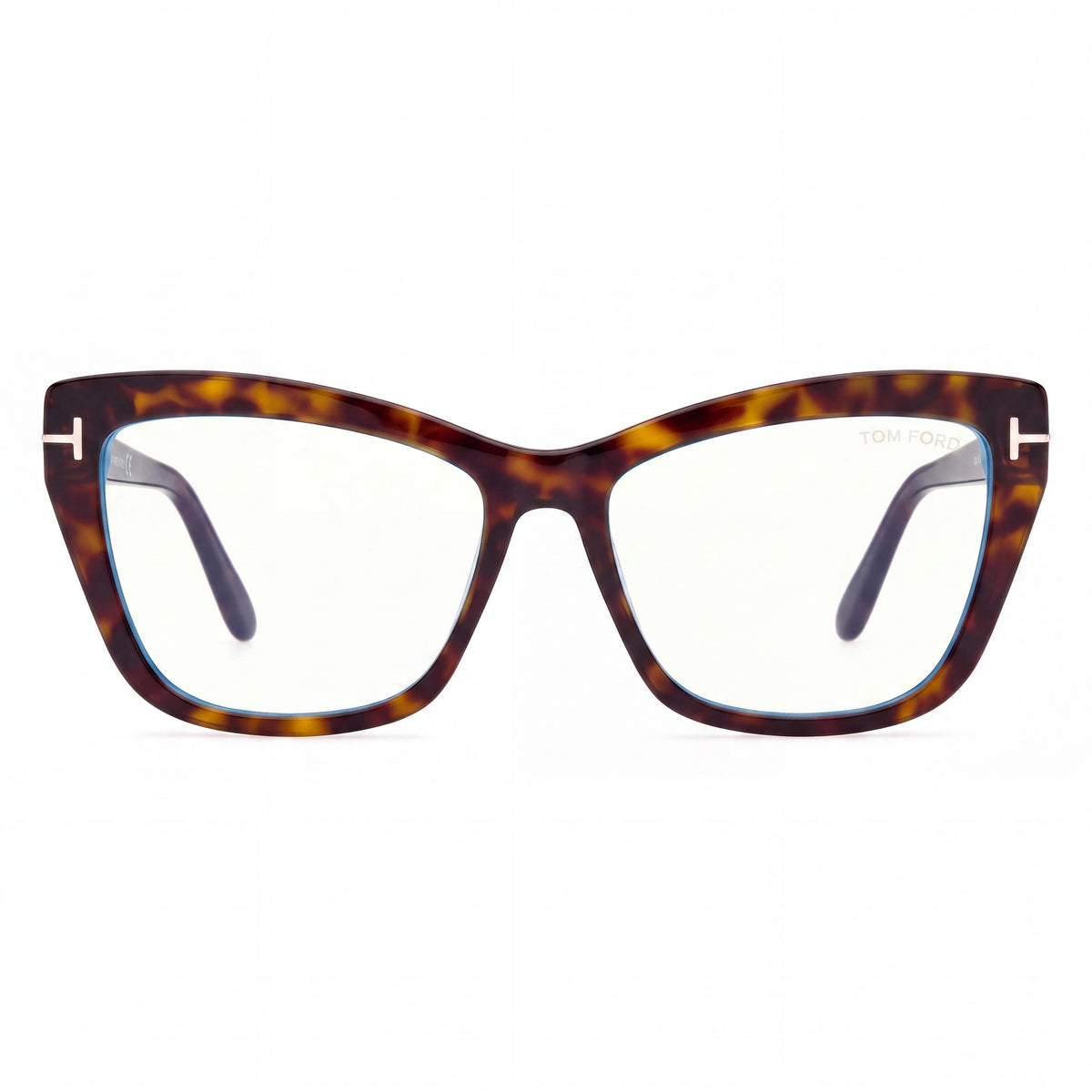 Tom Ford TF5826-B Women's Blue Block Full Rim Cat Eye Plastic Eyeglasses, Dark Havana 55mm, Photo 2