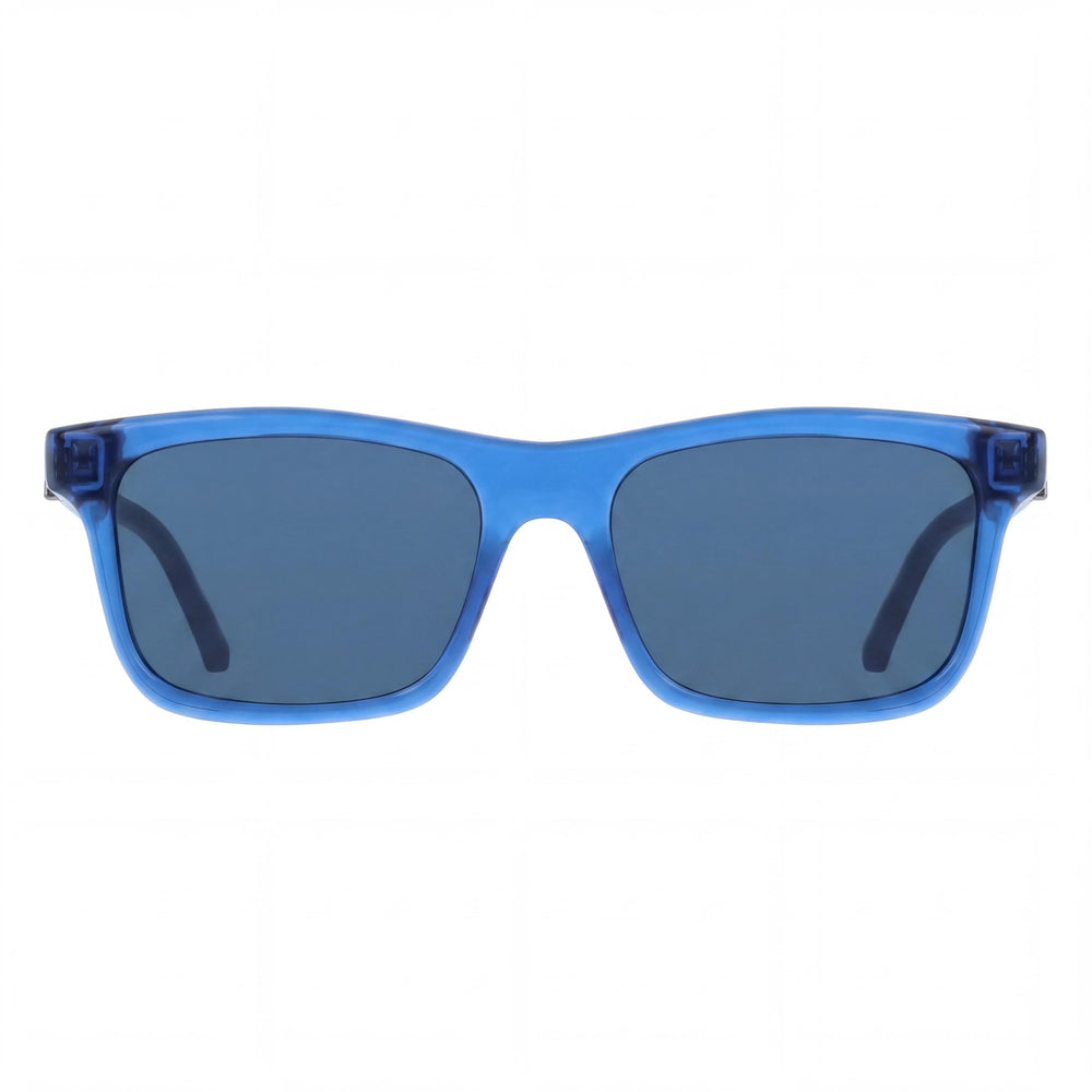 Gafas de sol rectangulares modernas Ferragamo para hombre con montura de acetato transparente azul oscuro, UV 400, 55 mm