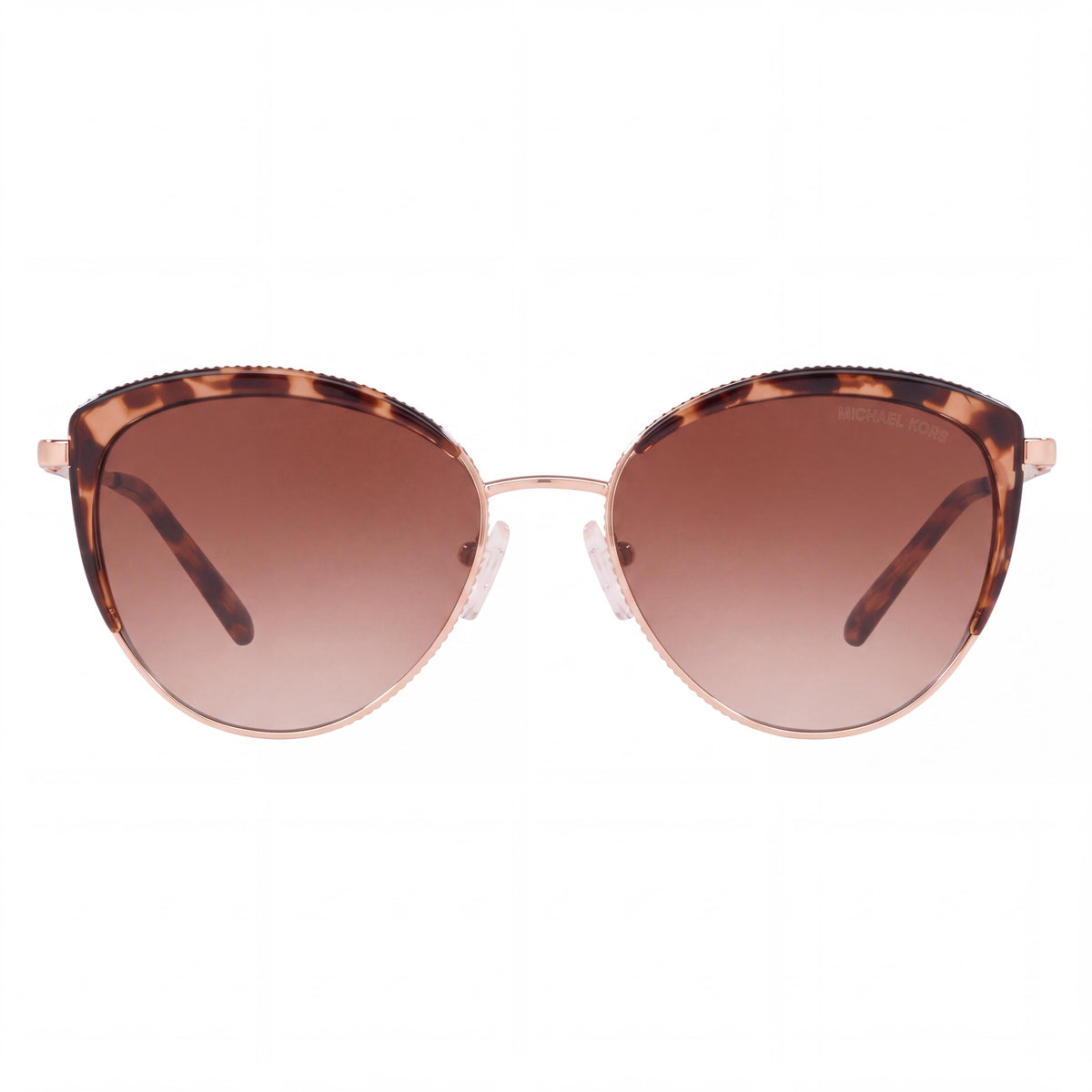 Michael Kors Key Biscayne Women's Rose Gold Metal Cat Eye Sunglasses with Brown Gradient Lenses, UV Protection, Non-Polarized, 56mm, Photo 2