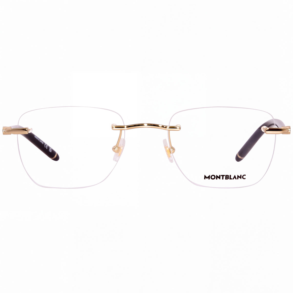 Monturas ópticas para hombre MONTBLANC 0274o-001 de lujo minimalista en acetato dorado, transparente y negro, 58 mm, Photo 2
